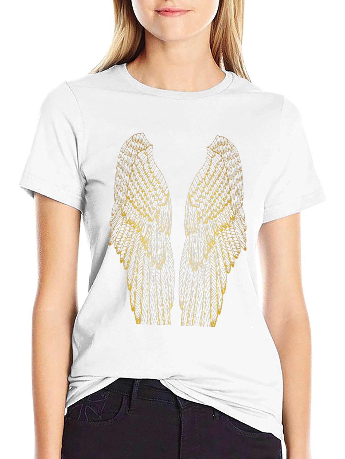 Gold Angel Wing Graphic Tee - Mens Black T-Shirt