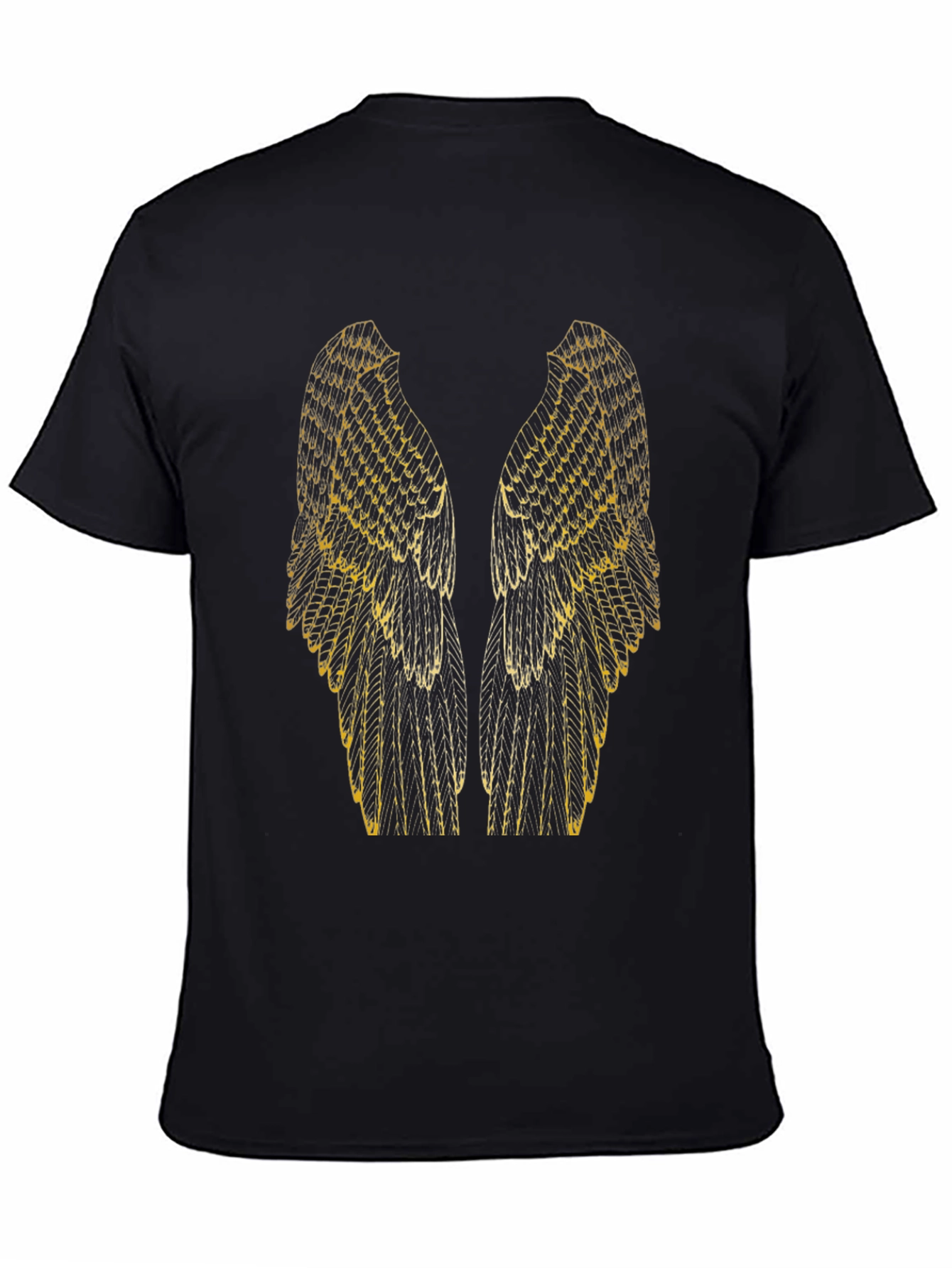 Gold Angel Wing Graphic Tee - Mens Black T-Shirt