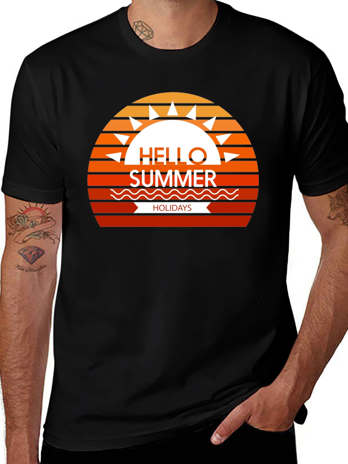 Summer Holidays Graphic Tee - Black