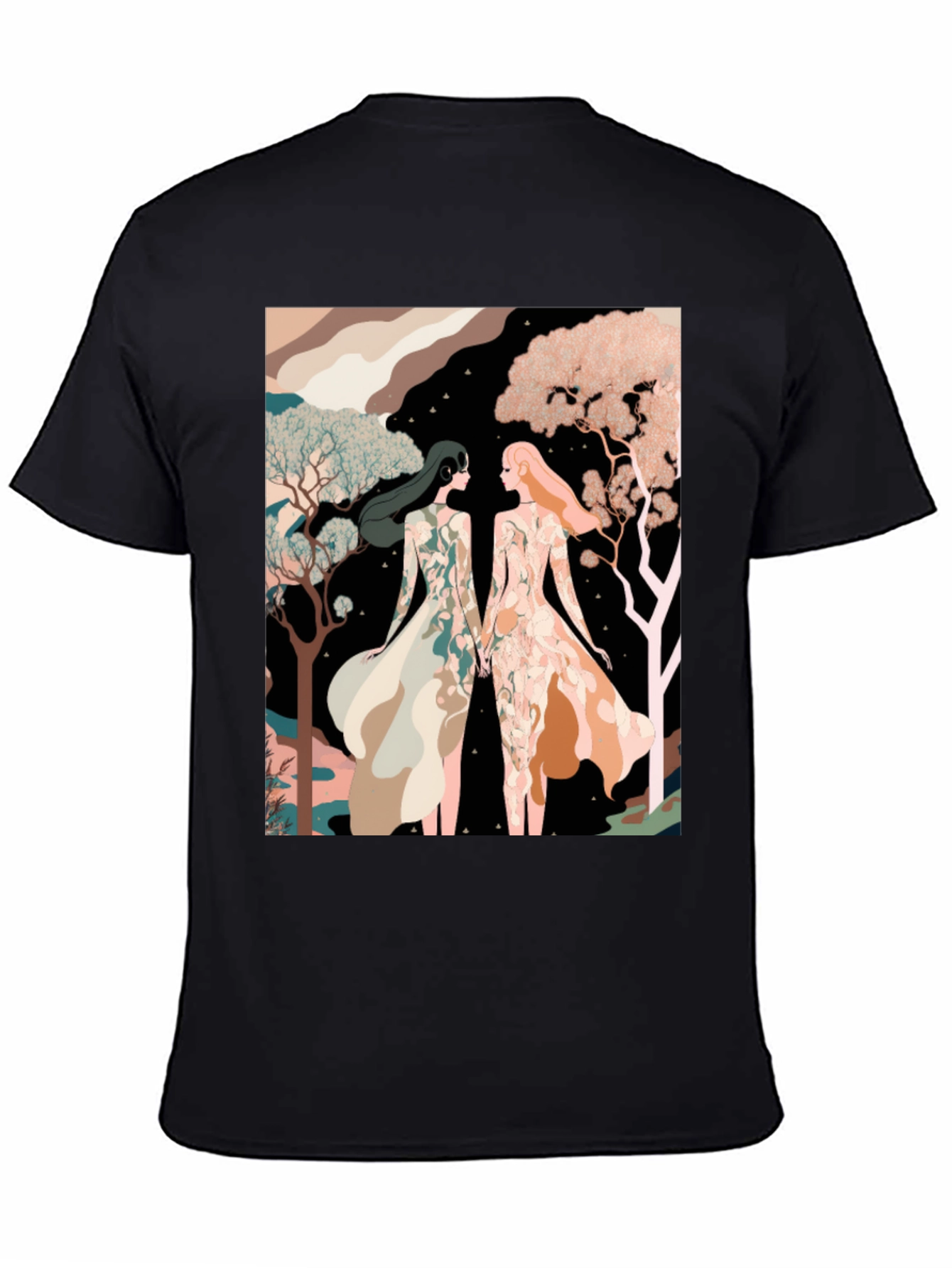 Artistic Womens Illustration Black T-Shirt