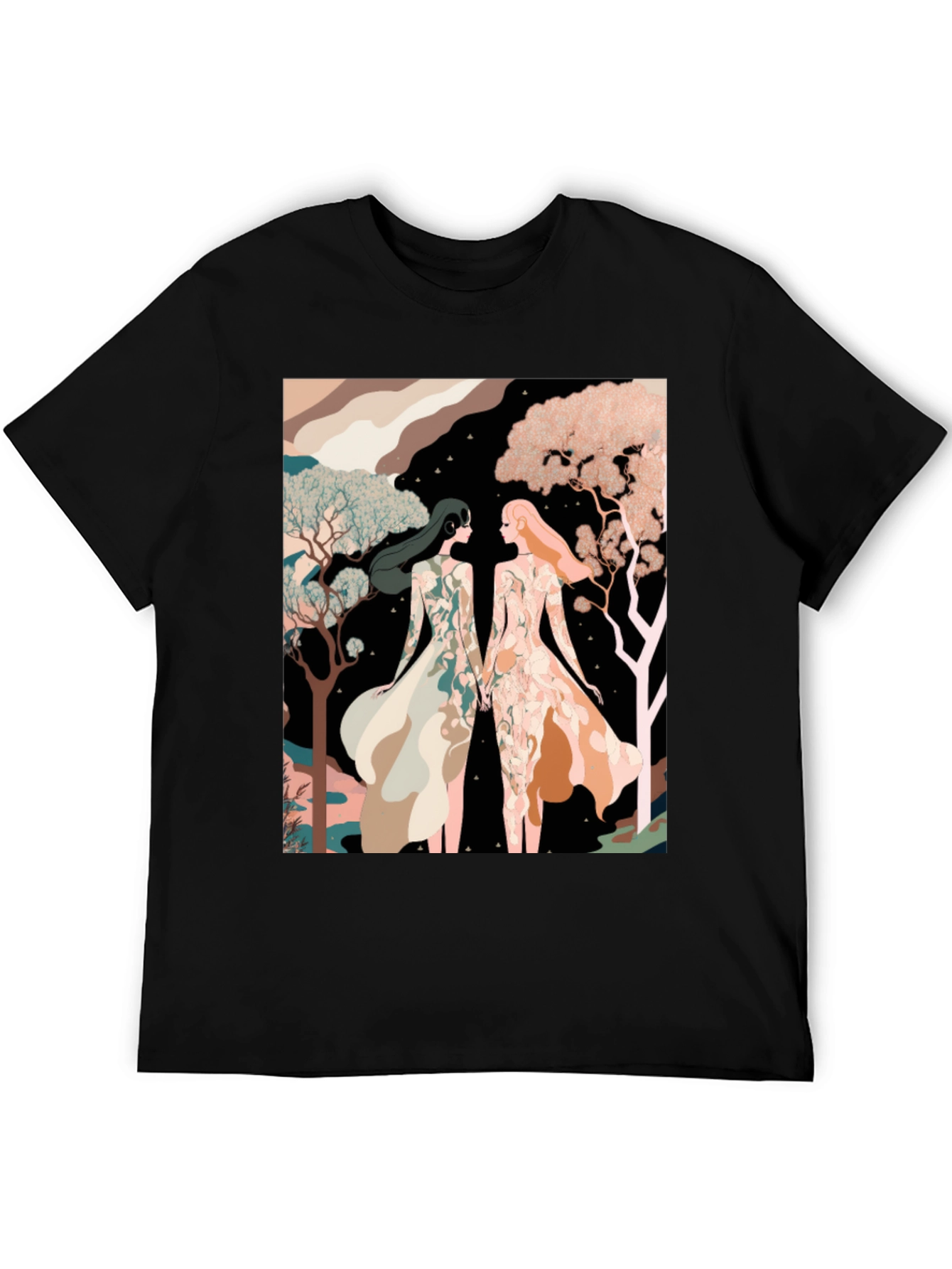 Artistic Womens Illustration Black T-Shirt