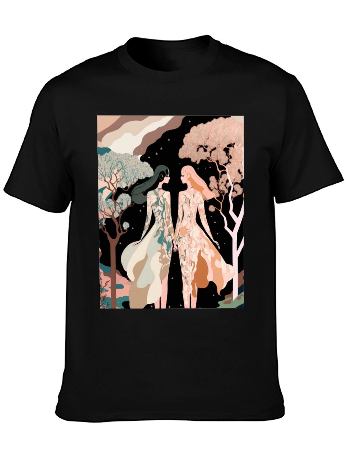 Artistic Womens Illustration Black T-Shirt