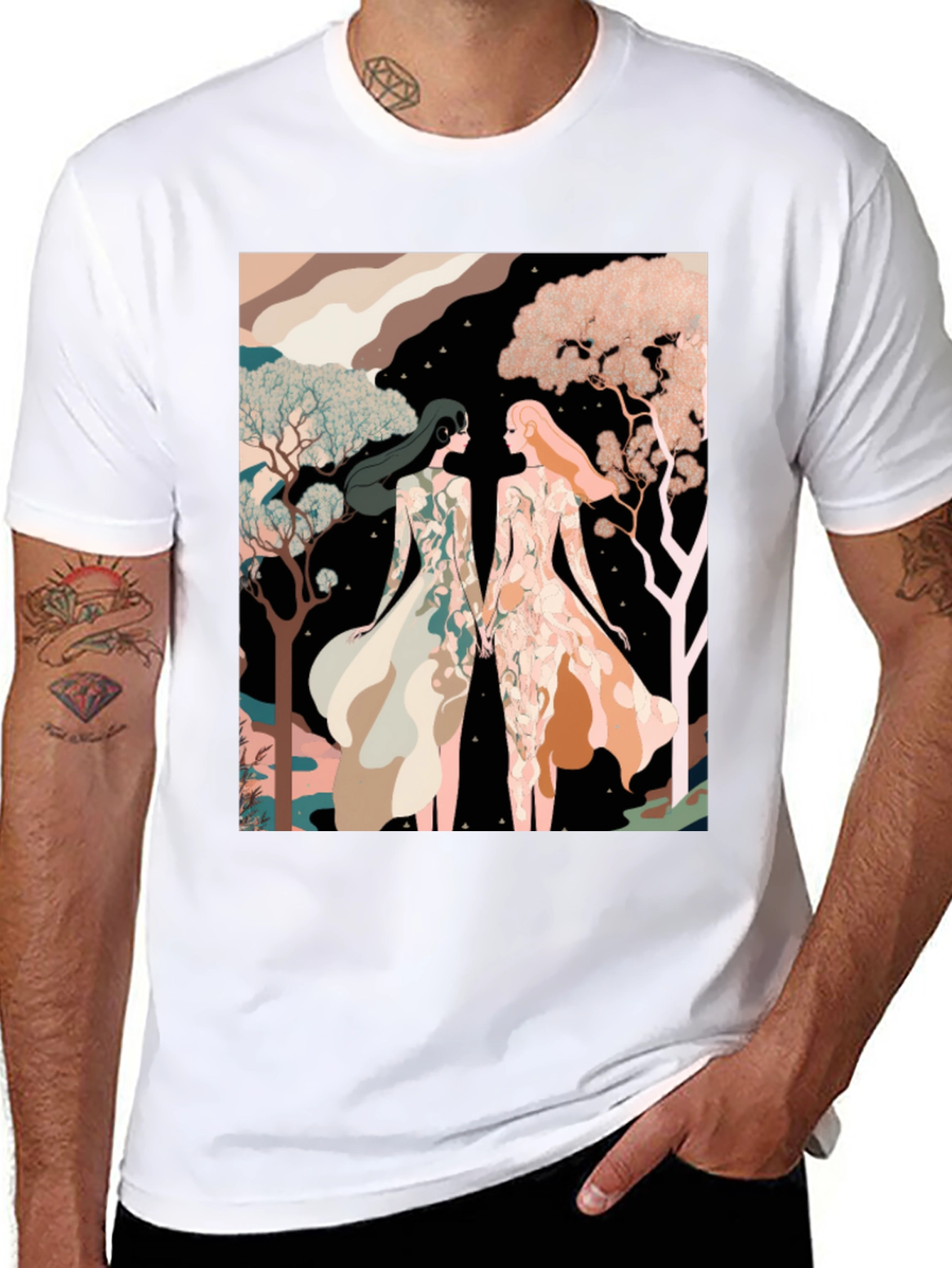 Artistic Womens Illustration Black T-Shirt