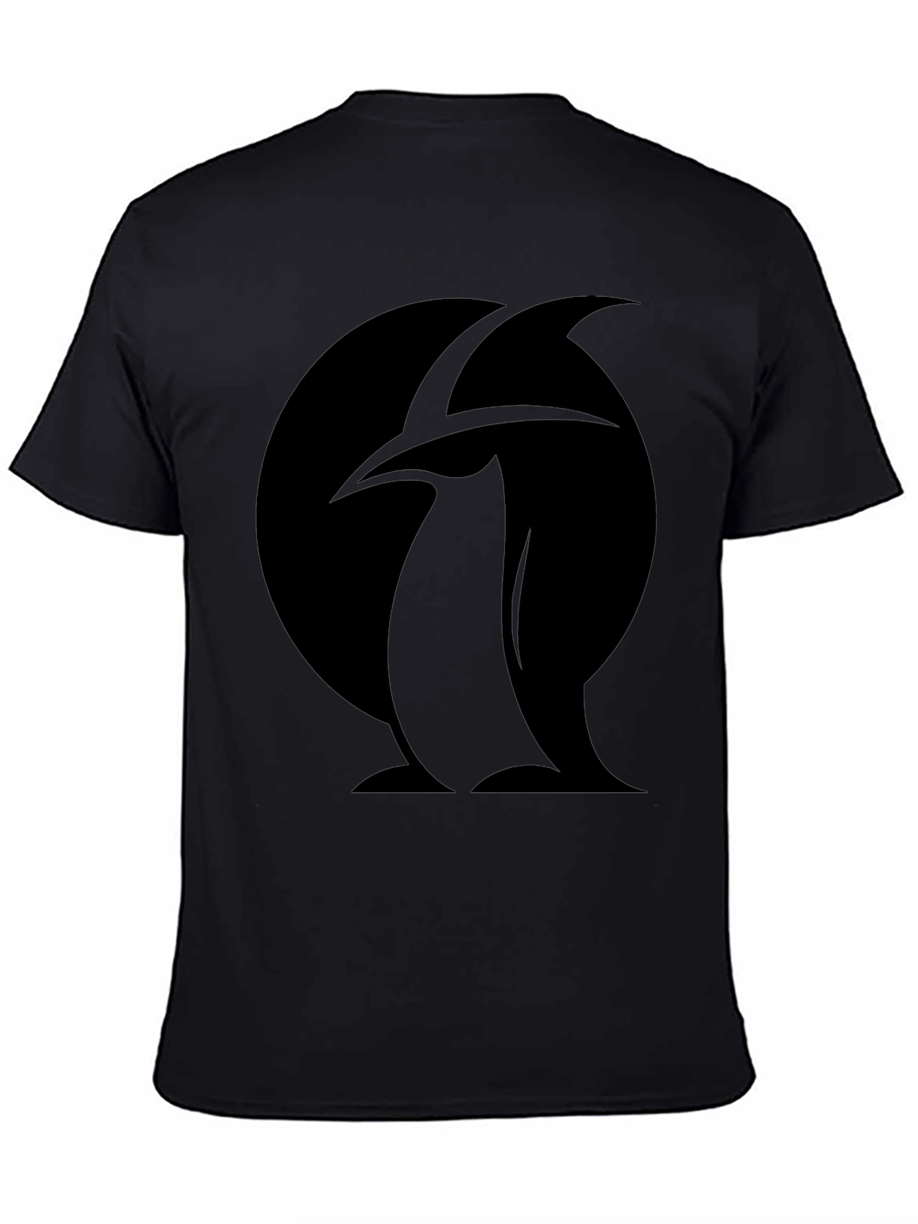 Penguin Silhouette Graphic Tee - Black Cotton T-Shirt