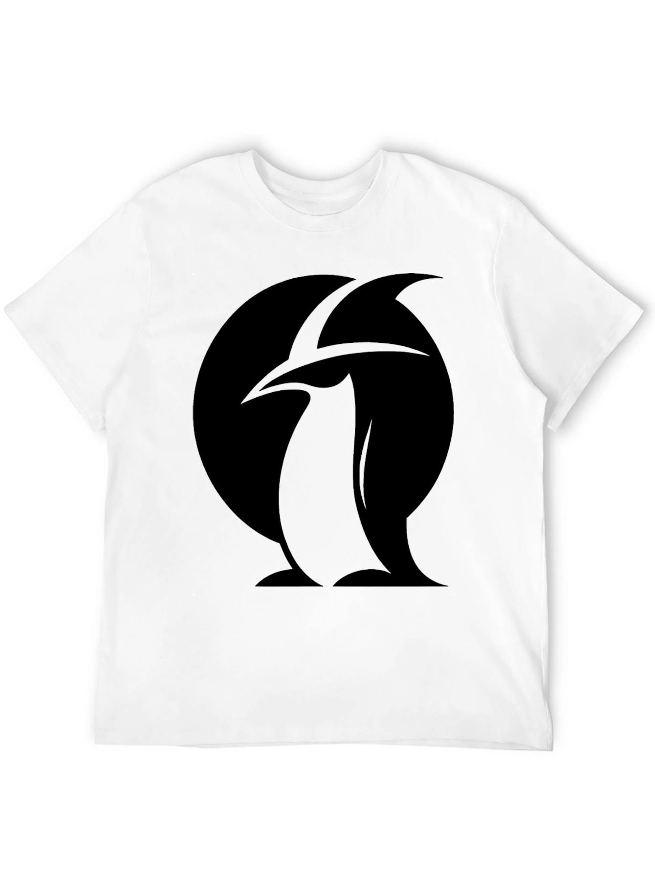 Penguin Silhouette Graphic Tee - Black Cotton T-Shirt
