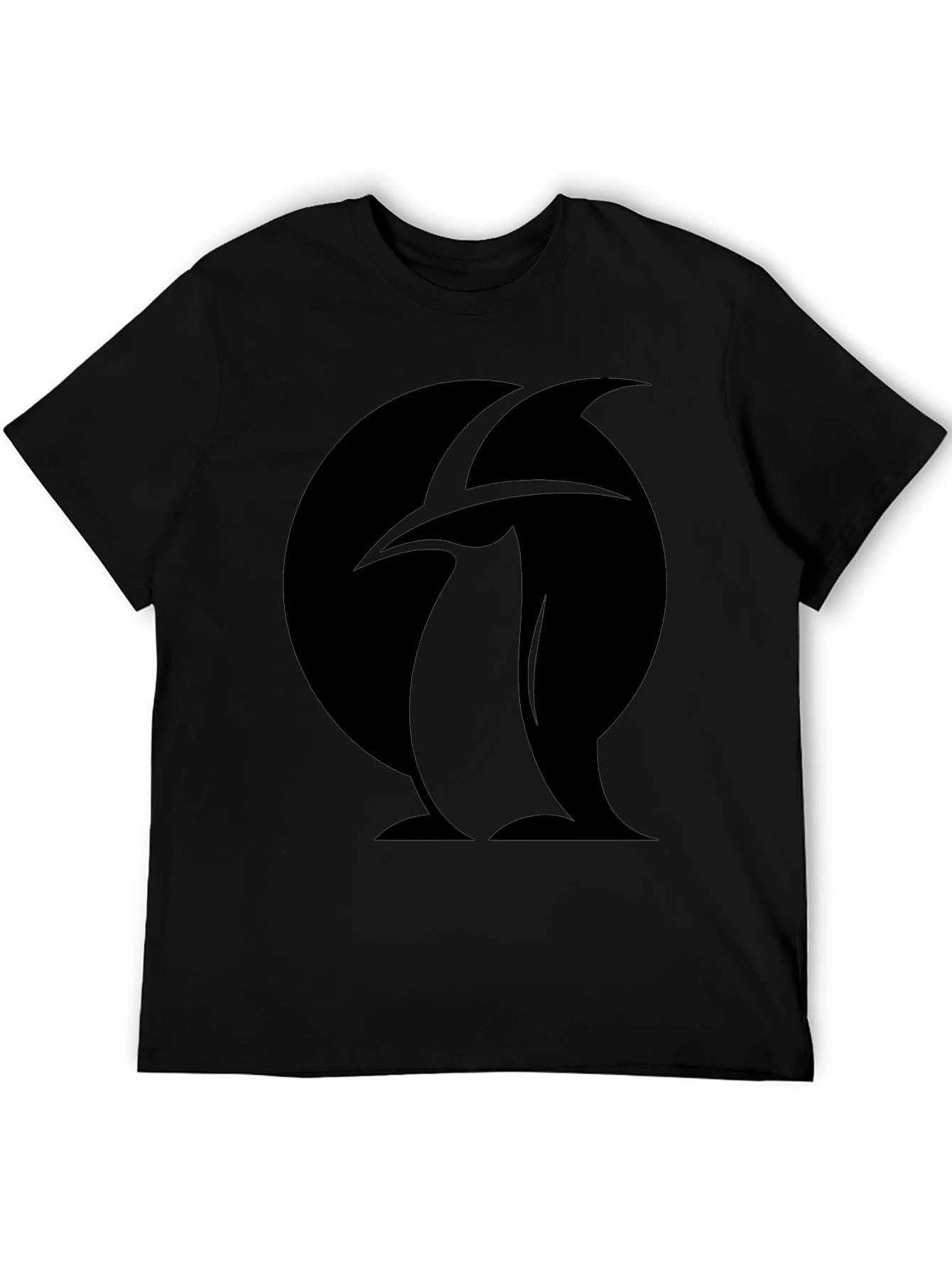 Penguin Silhouette Graphic Tee - Black Cotton T-Shirt