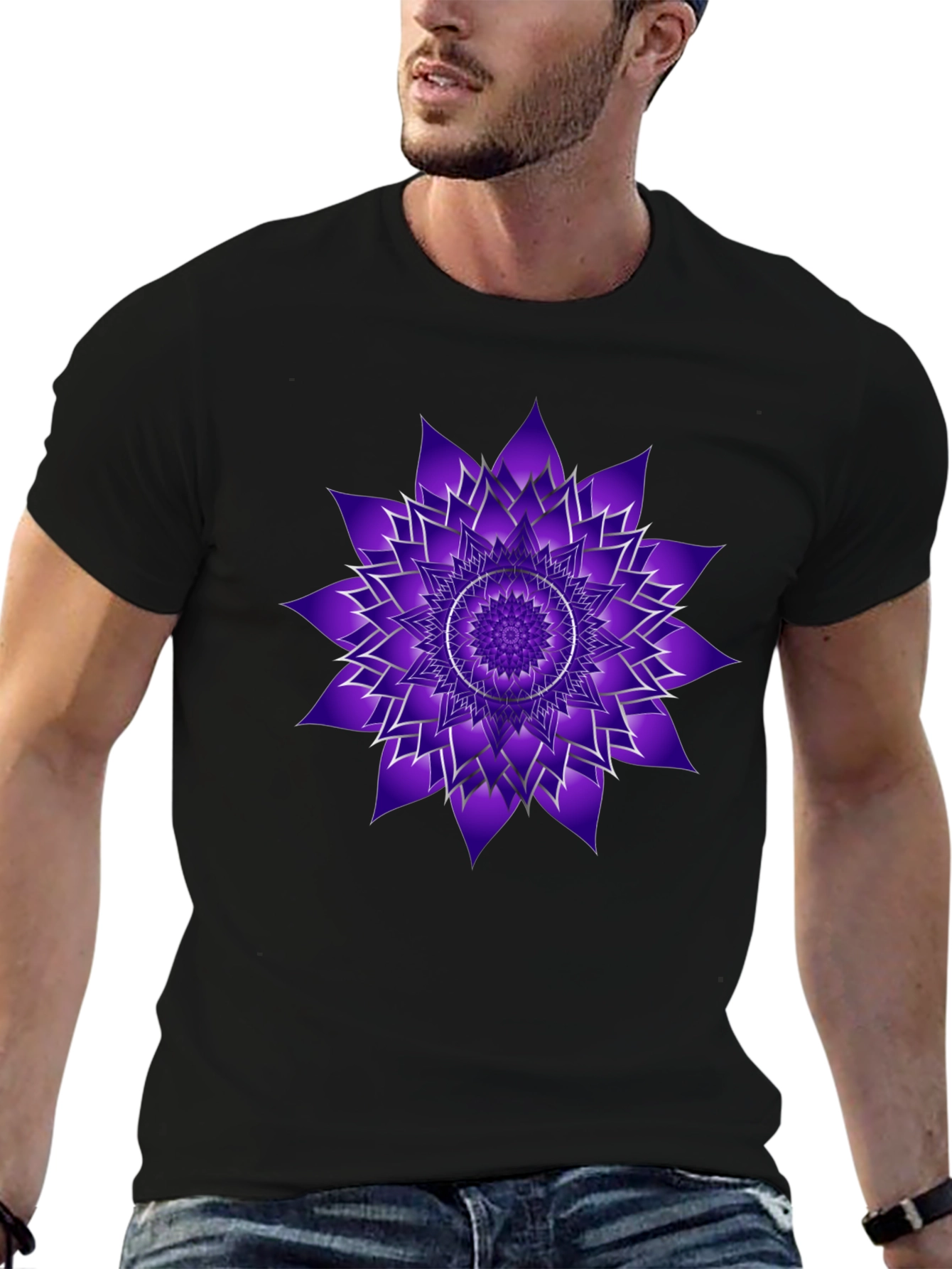 Crown Chakra Black T-Shirt - Spiritual Design