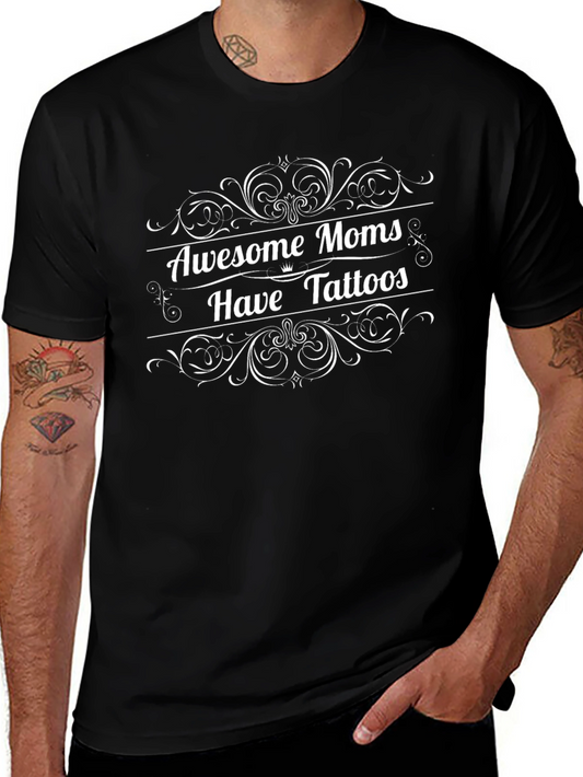 Awesome Moms Have Tattoos Graphic Tee - Black