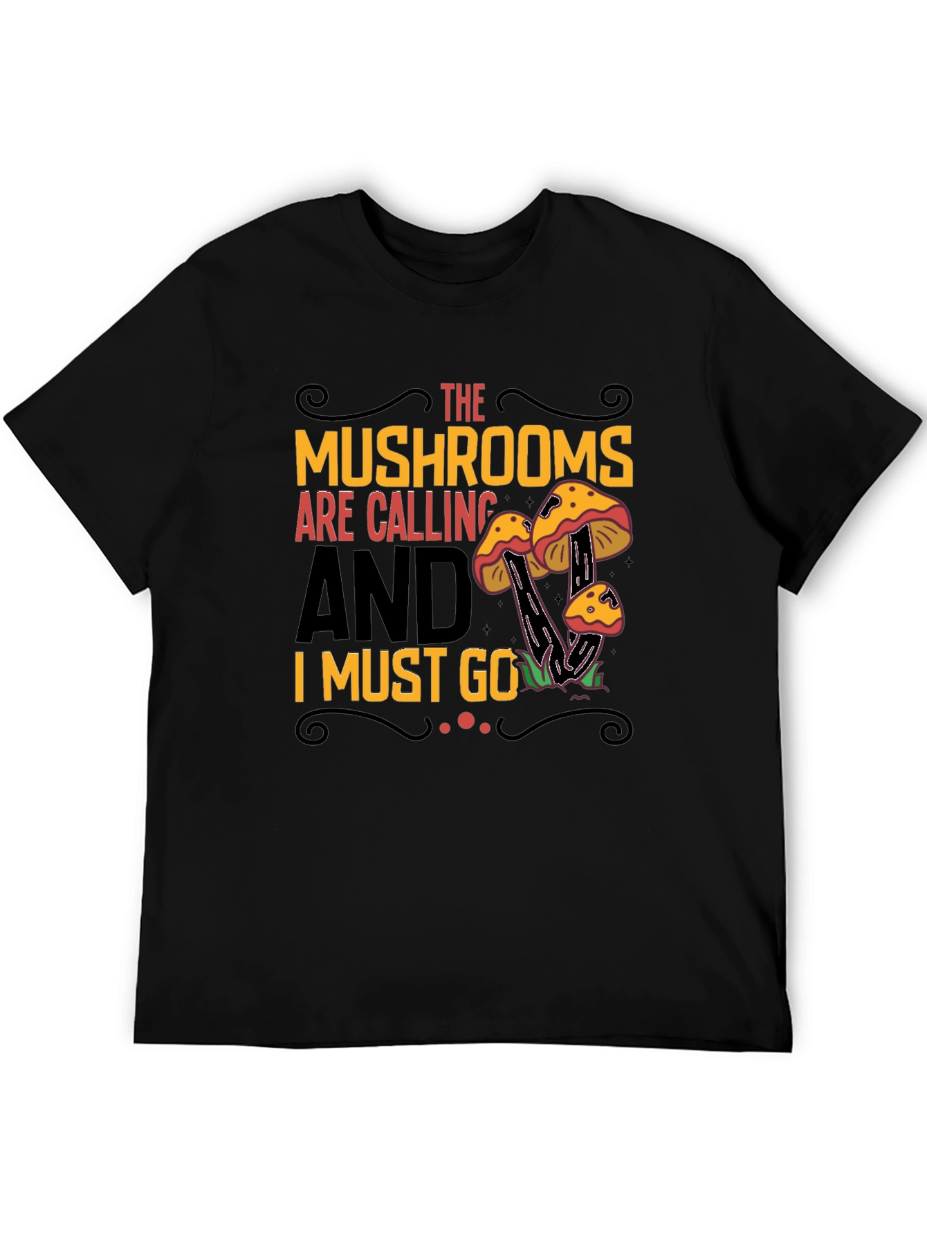 Mushroom Calling Graphic T-Shirt - Black
