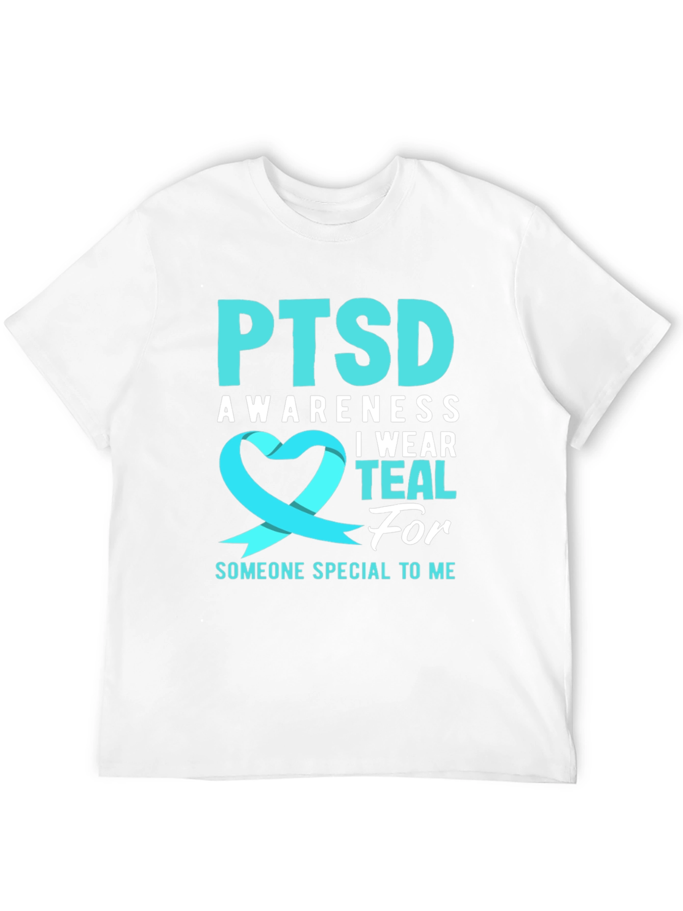 PTSD Awareness Teal Ribbon Graphic Tee