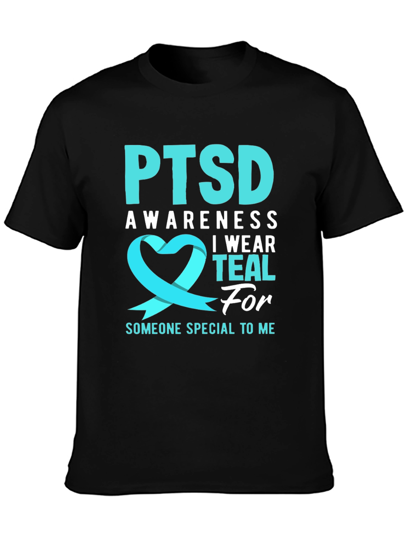 PTSD Awareness Teal Ribbon Graphic Tee
