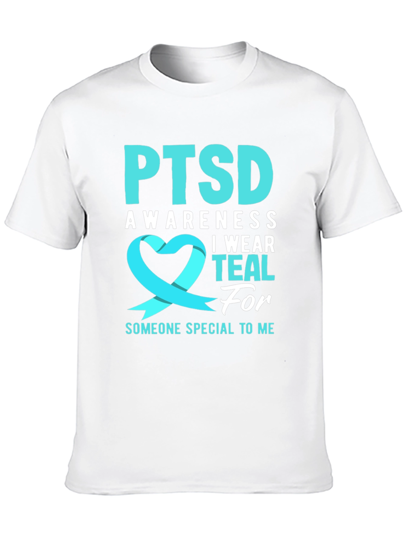 PTSD Awareness Teal Ribbon Graphic Tee