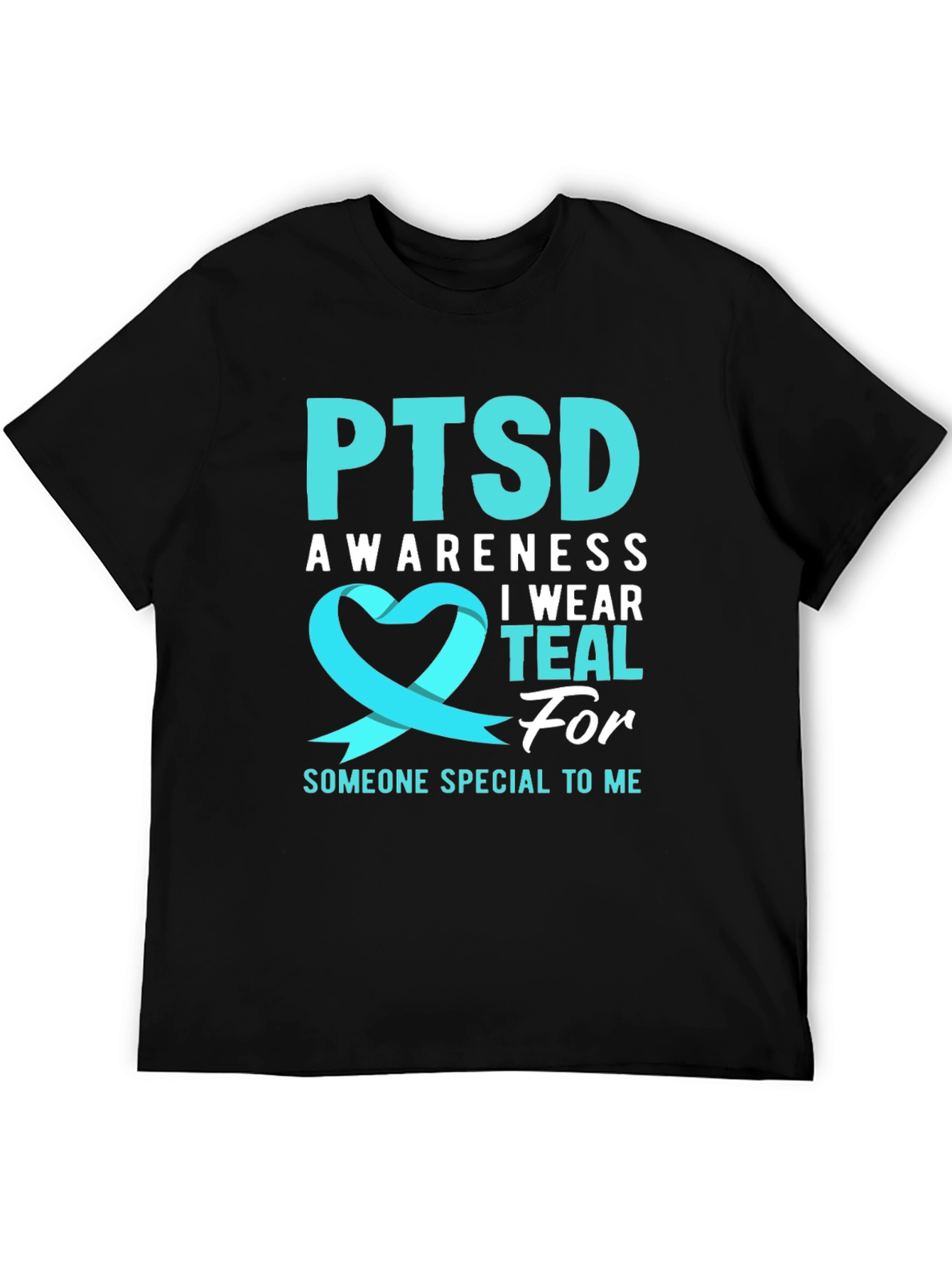 PTSD Awareness Teal Ribbon Graphic Tee