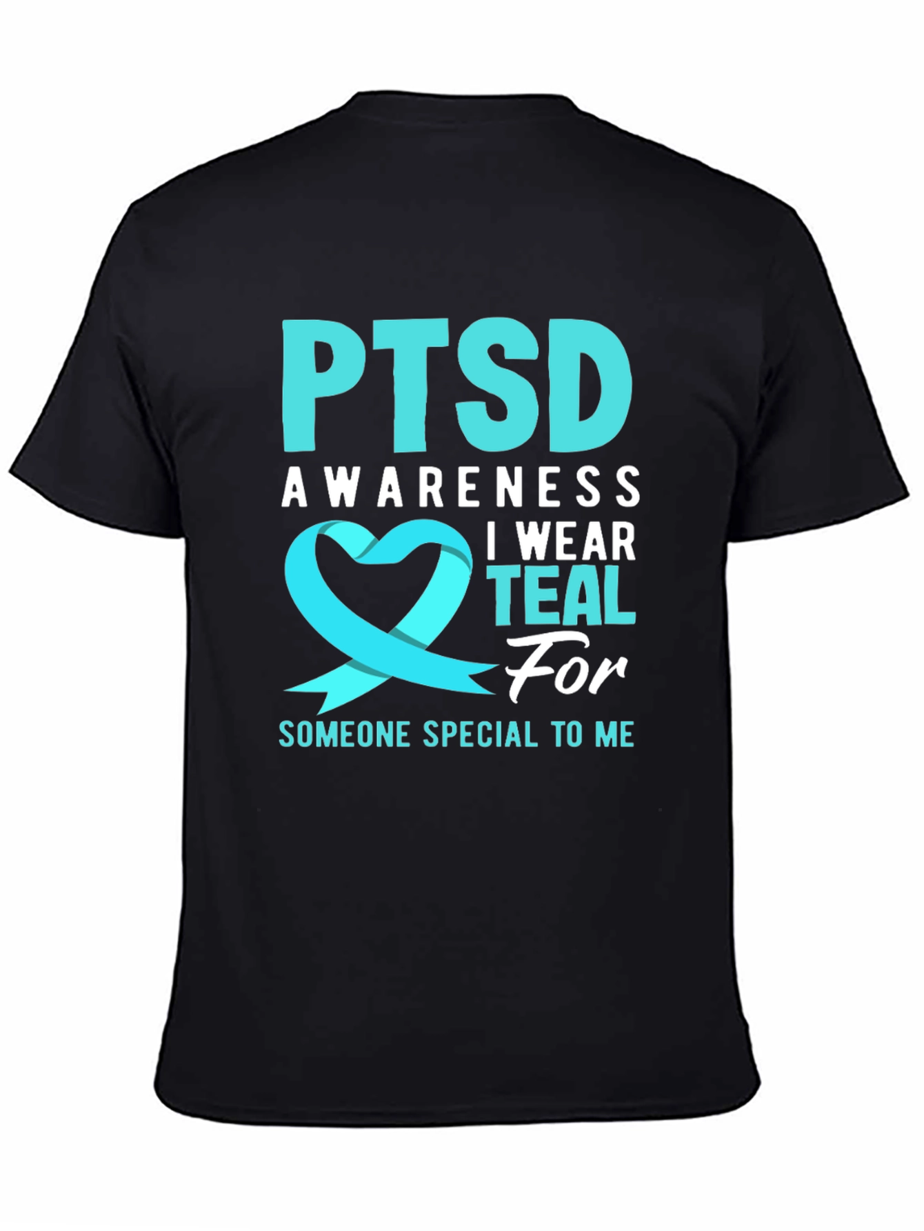 PTSD Awareness Teal Ribbon Graphic Tee