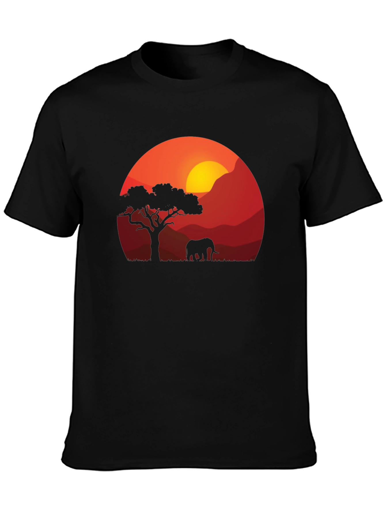 African Sunset Elephant Graphic Tee