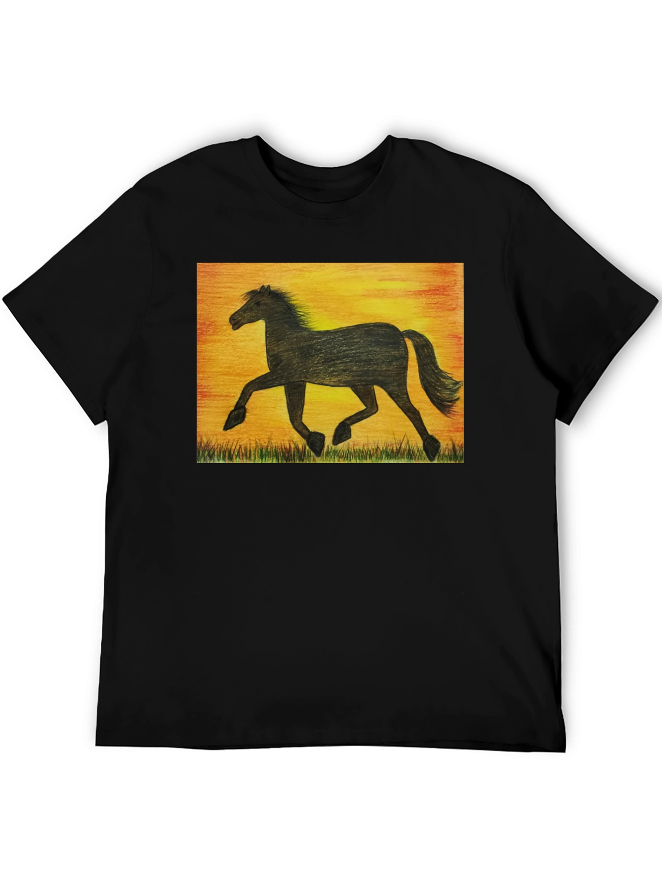 Horse Silhouette Graphic Tee - Sunset Design