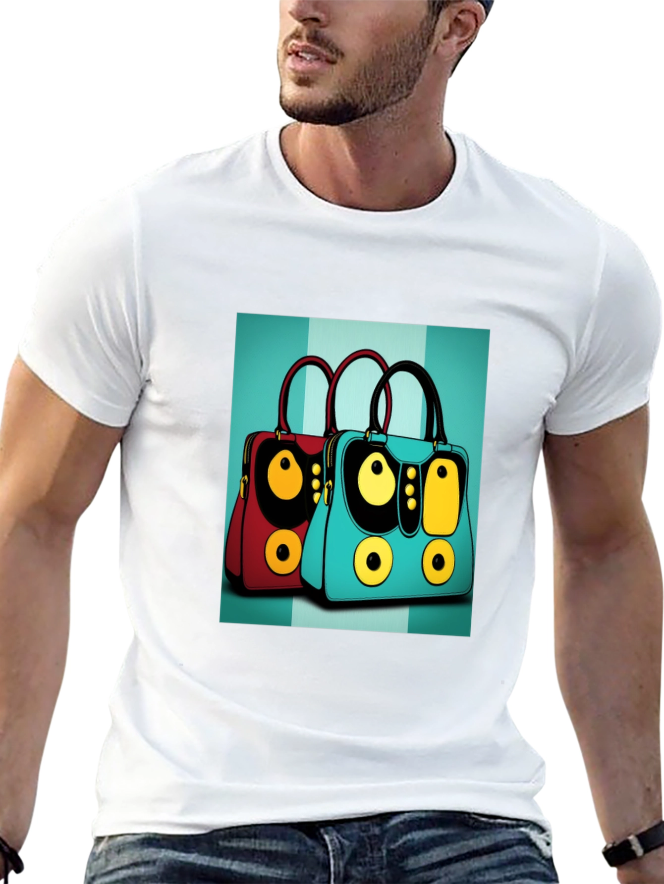 Retro Handbag Print Black Tee