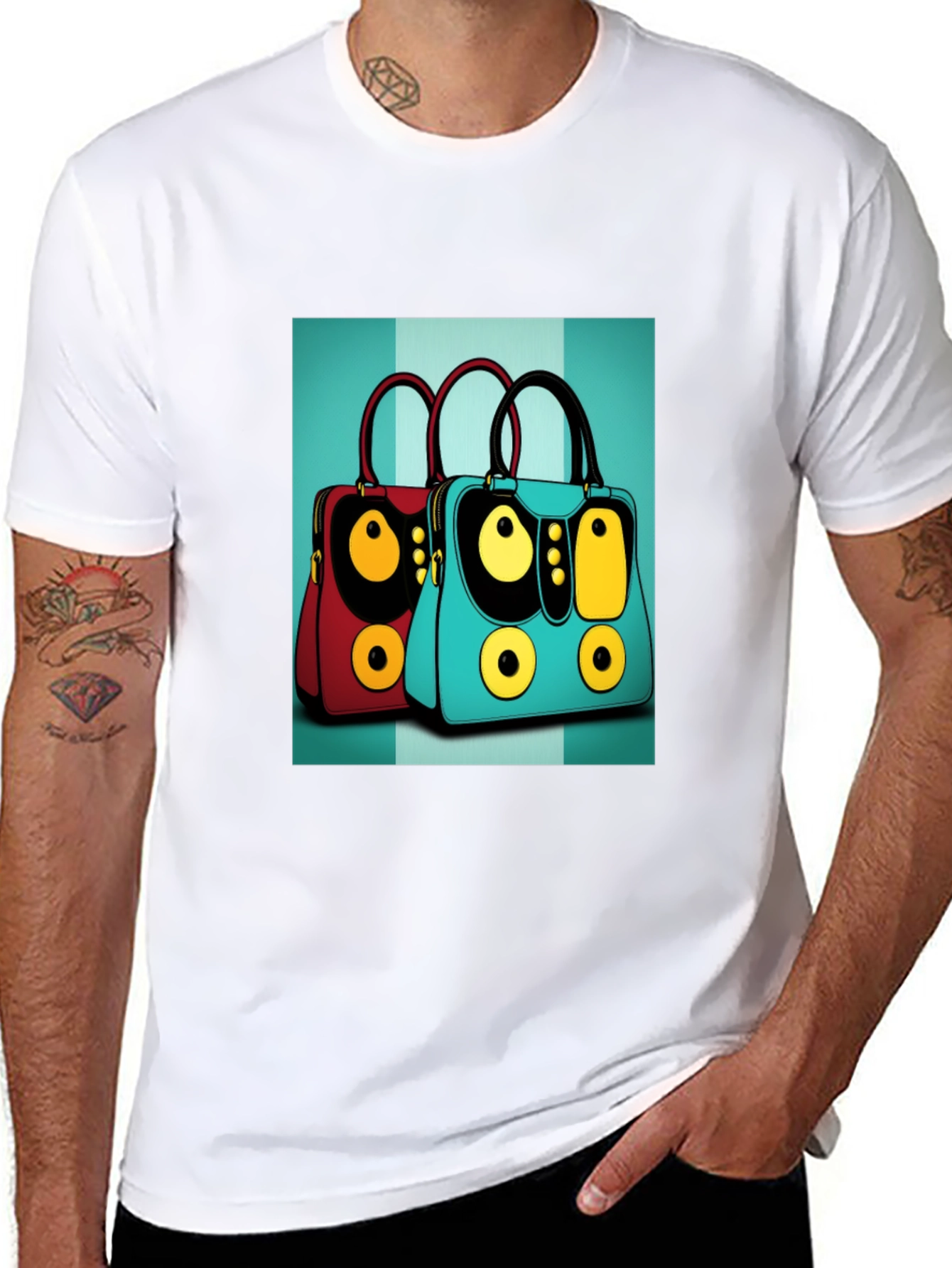 Retro Handbag Print Black Tee