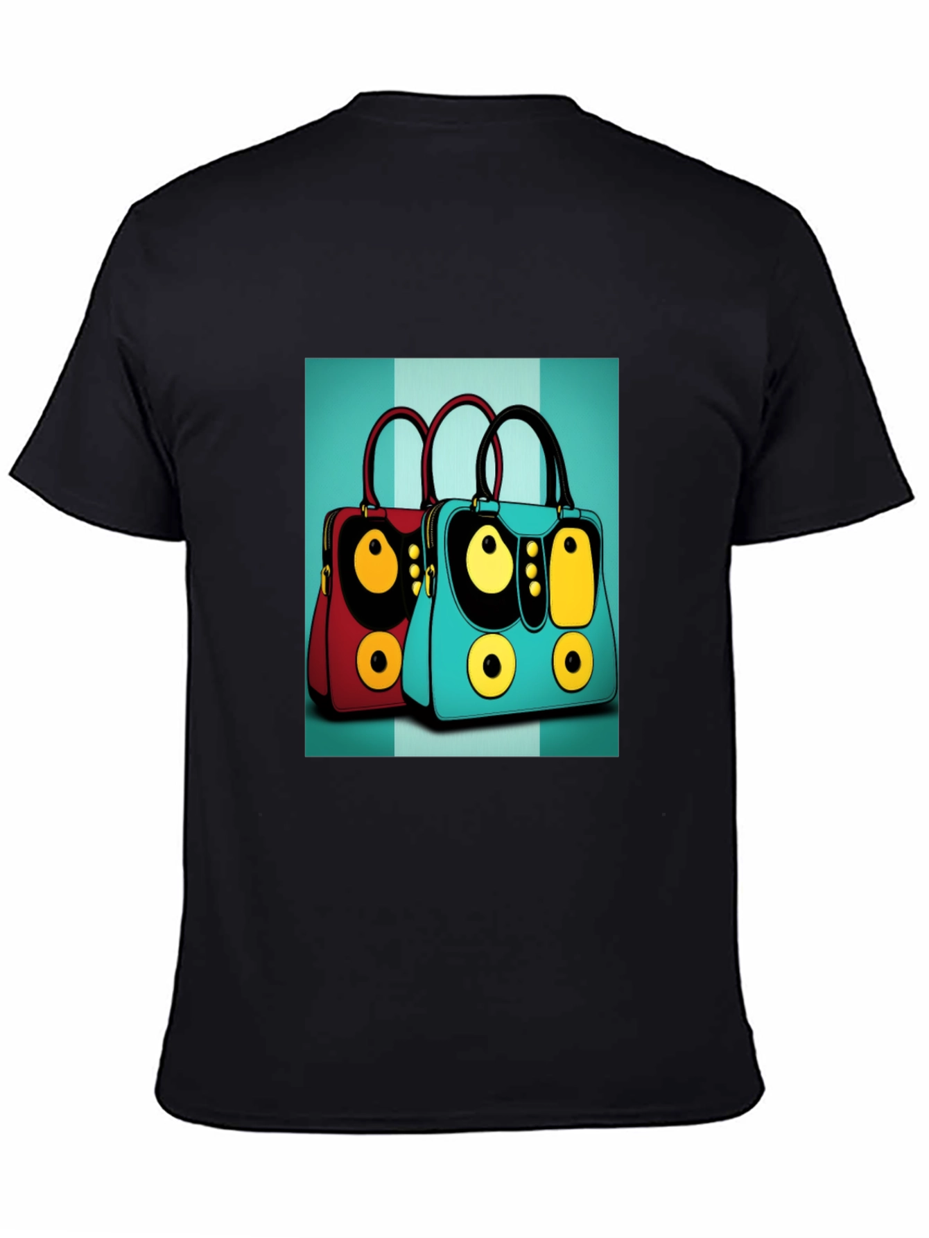 Retro Handbag Print Black Tee