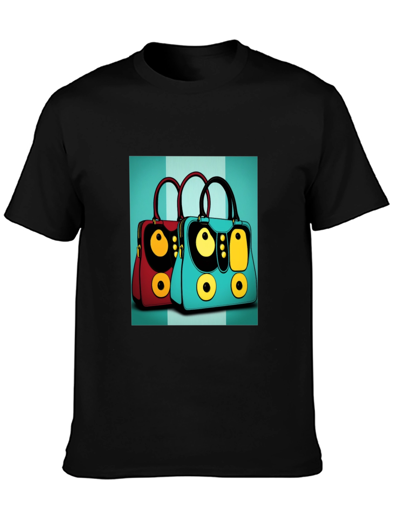 Retro Handbag Print Black Tee