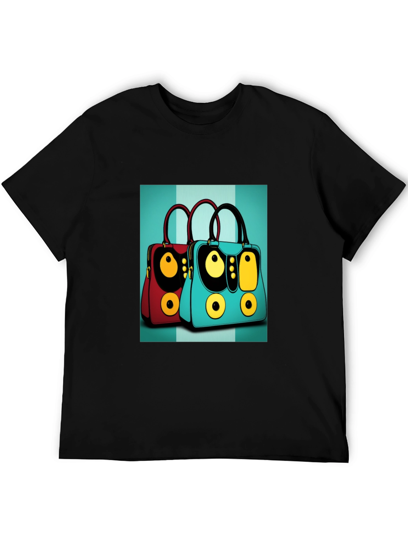 Retro Handbag Print Black Tee