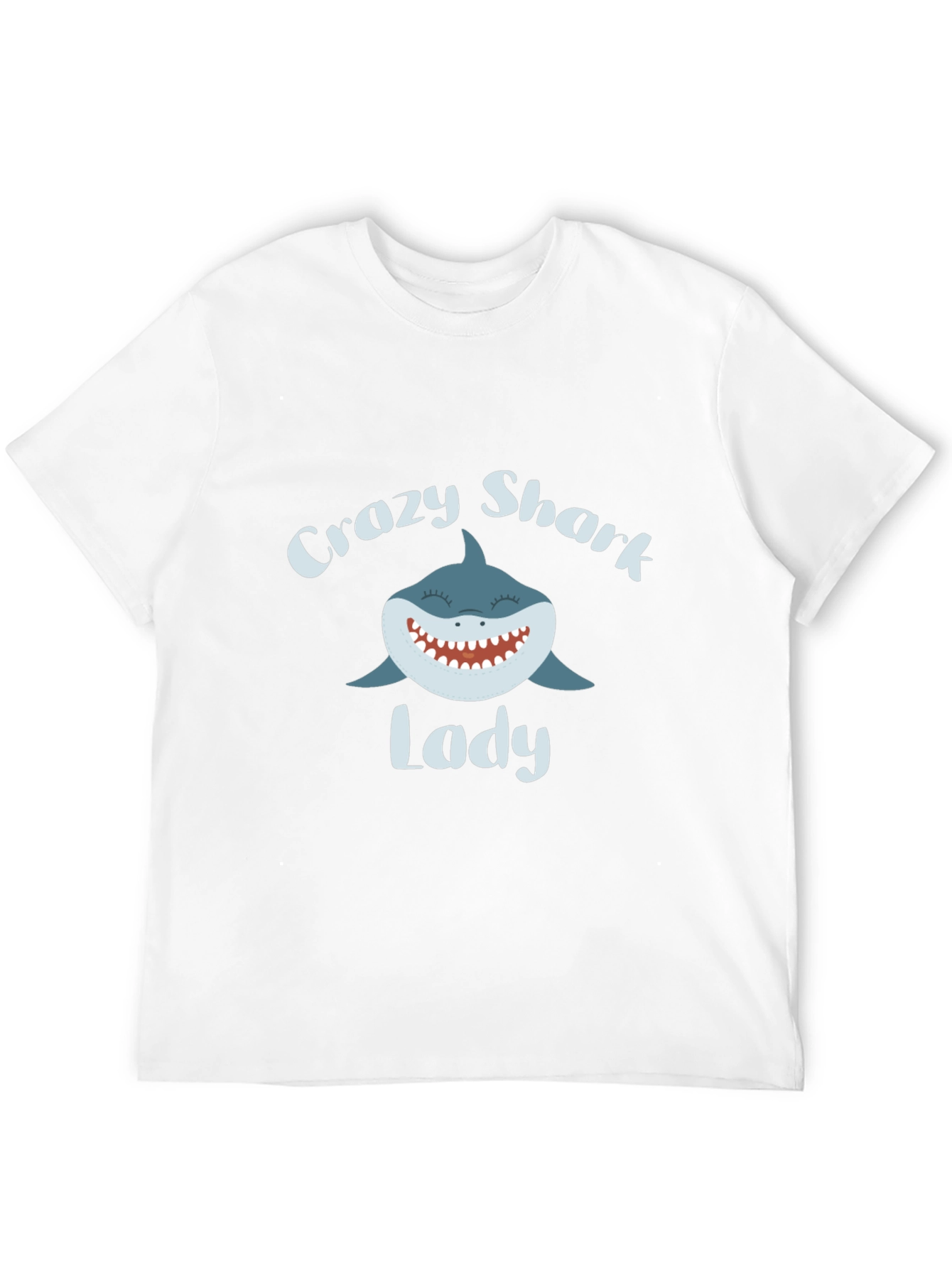 Crazy Shark Lady Graphic Tee - Black Cotton T-Shirt