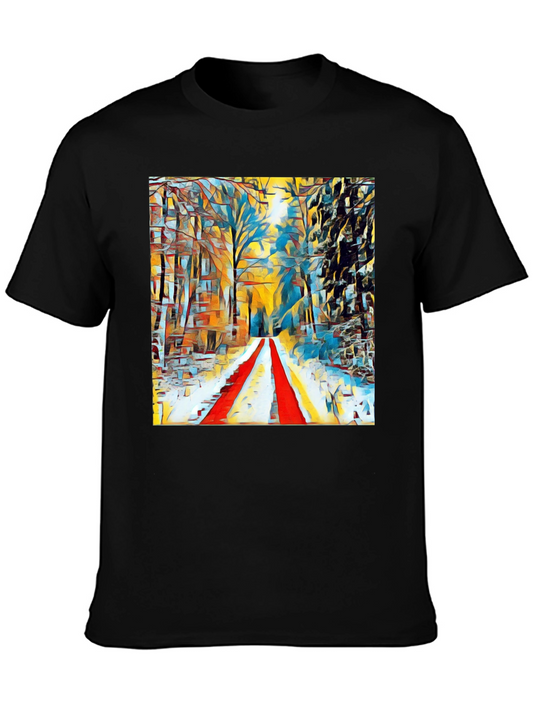 Abstract Winter Path T-Shirt - Artistic Graphic Tee