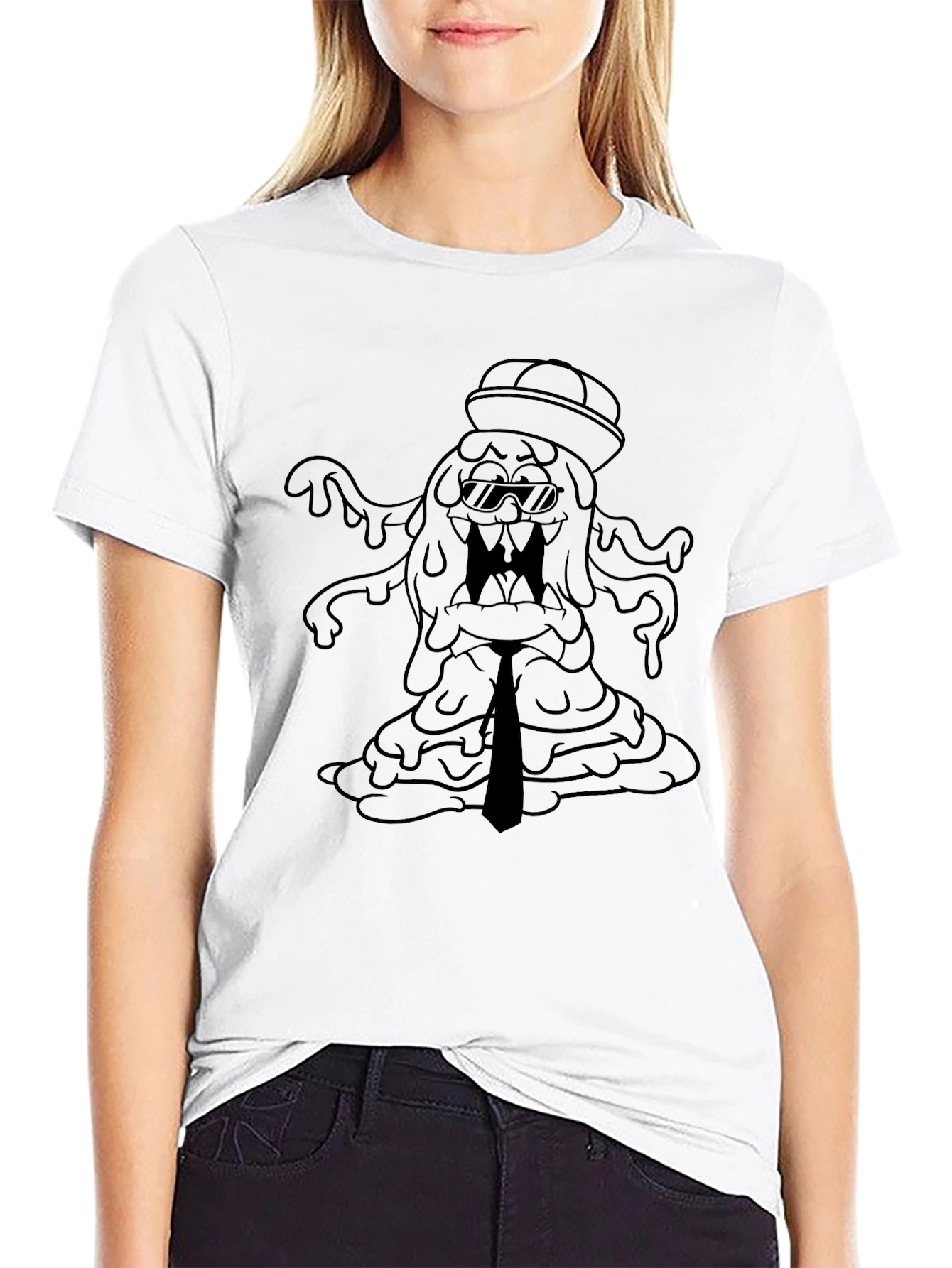Cool Slime Monster Graphic Tee - Black T-Shirt