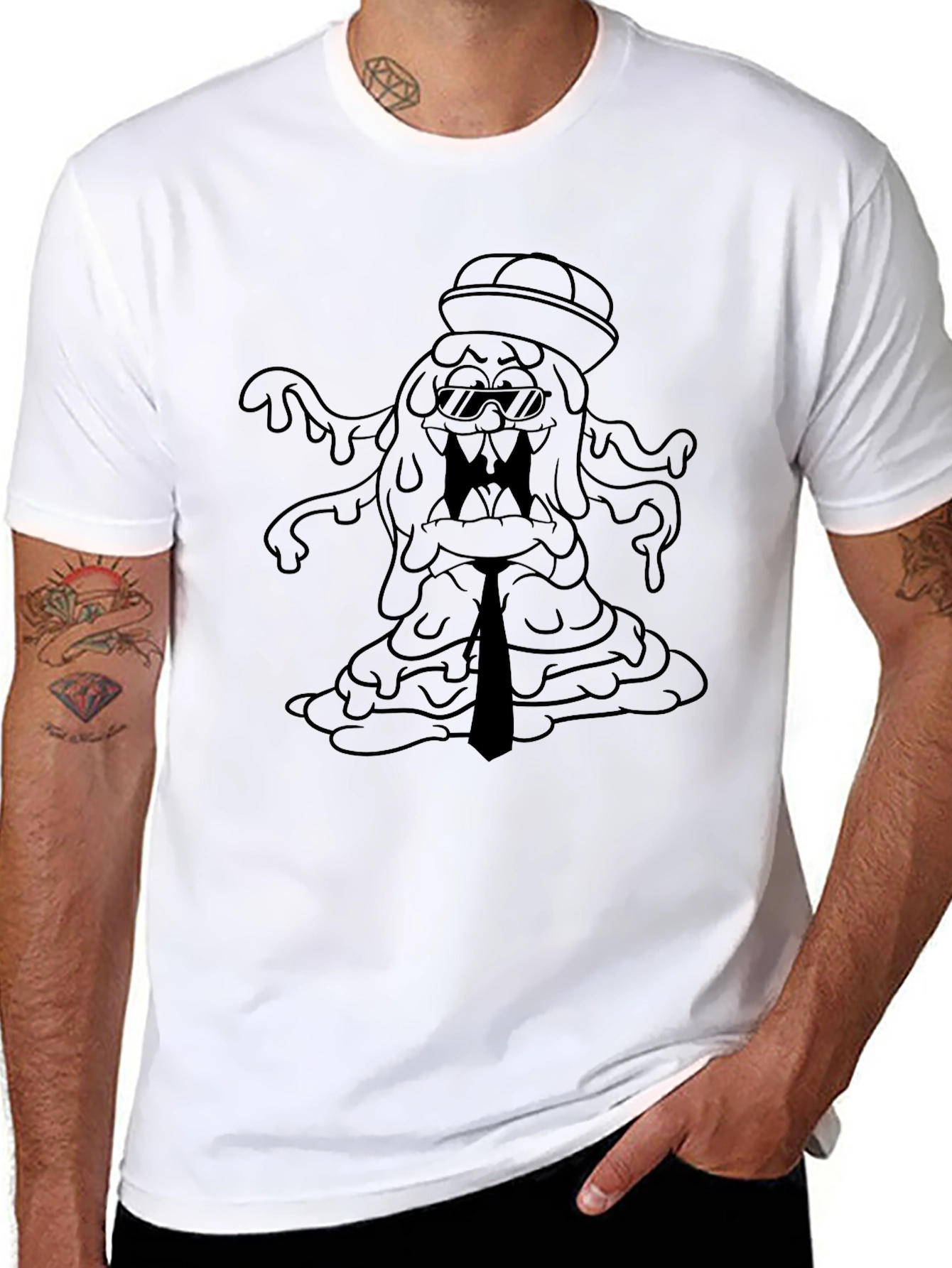 Cool Slime Monster Graphic Tee - Black T-Shirt