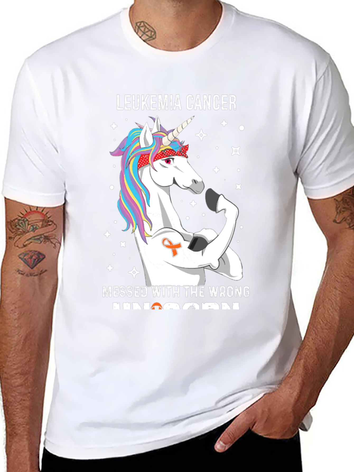 Leukemia Cancer Unicorn Graphic T-Shirt