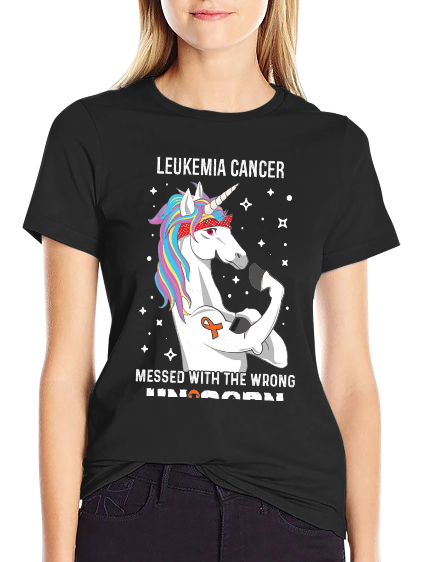 Leukemia Cancer Unicorn Graphic T-Shirt
