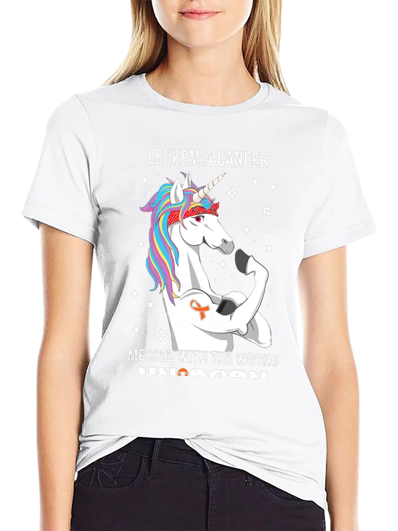 Leukemia Cancer Unicorn Graphic T-Shirt