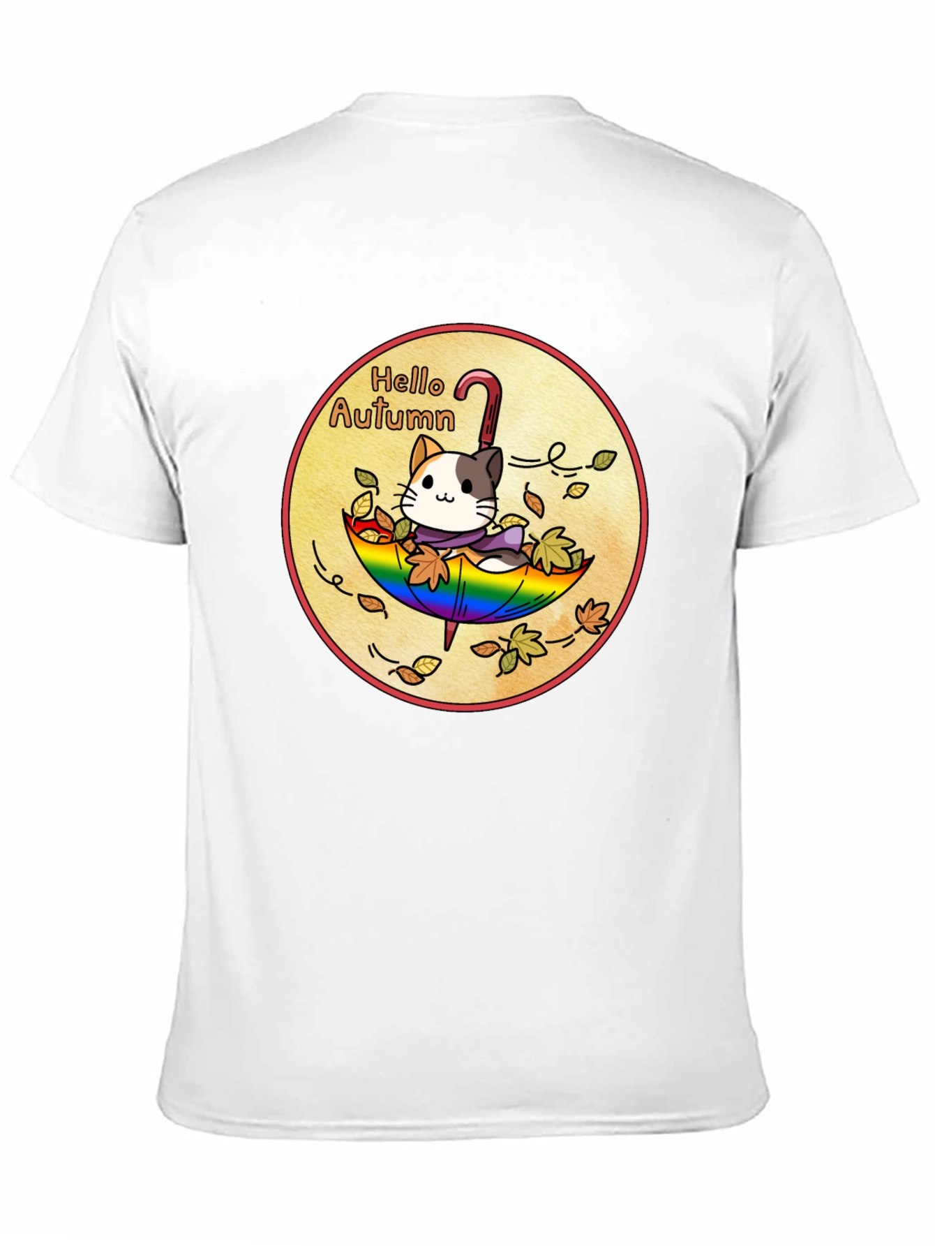Autumn Cat Umbrella Graphic Tee - Unisex