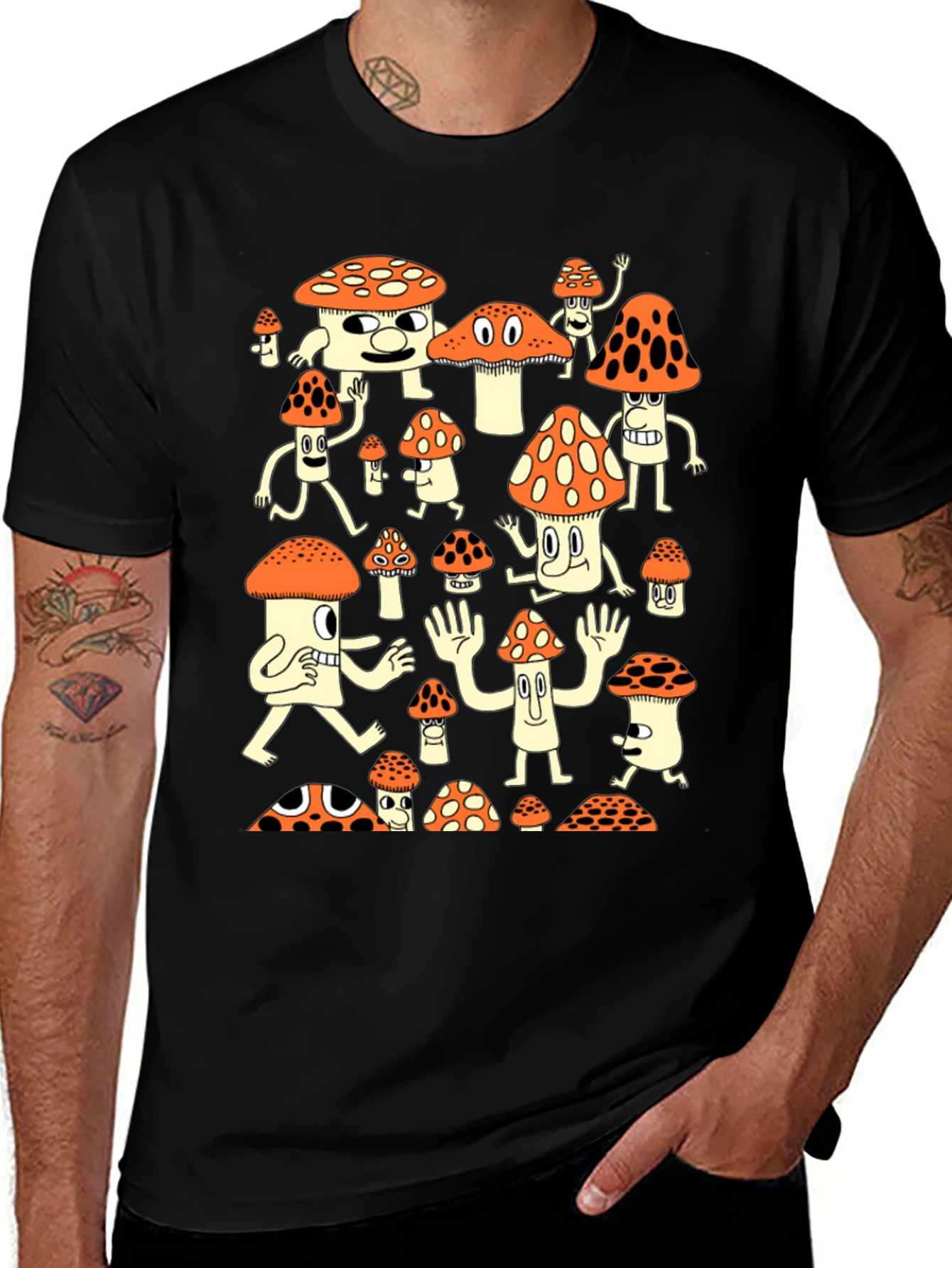 Psychedelic Mushroom Cartoon Graphic Tee