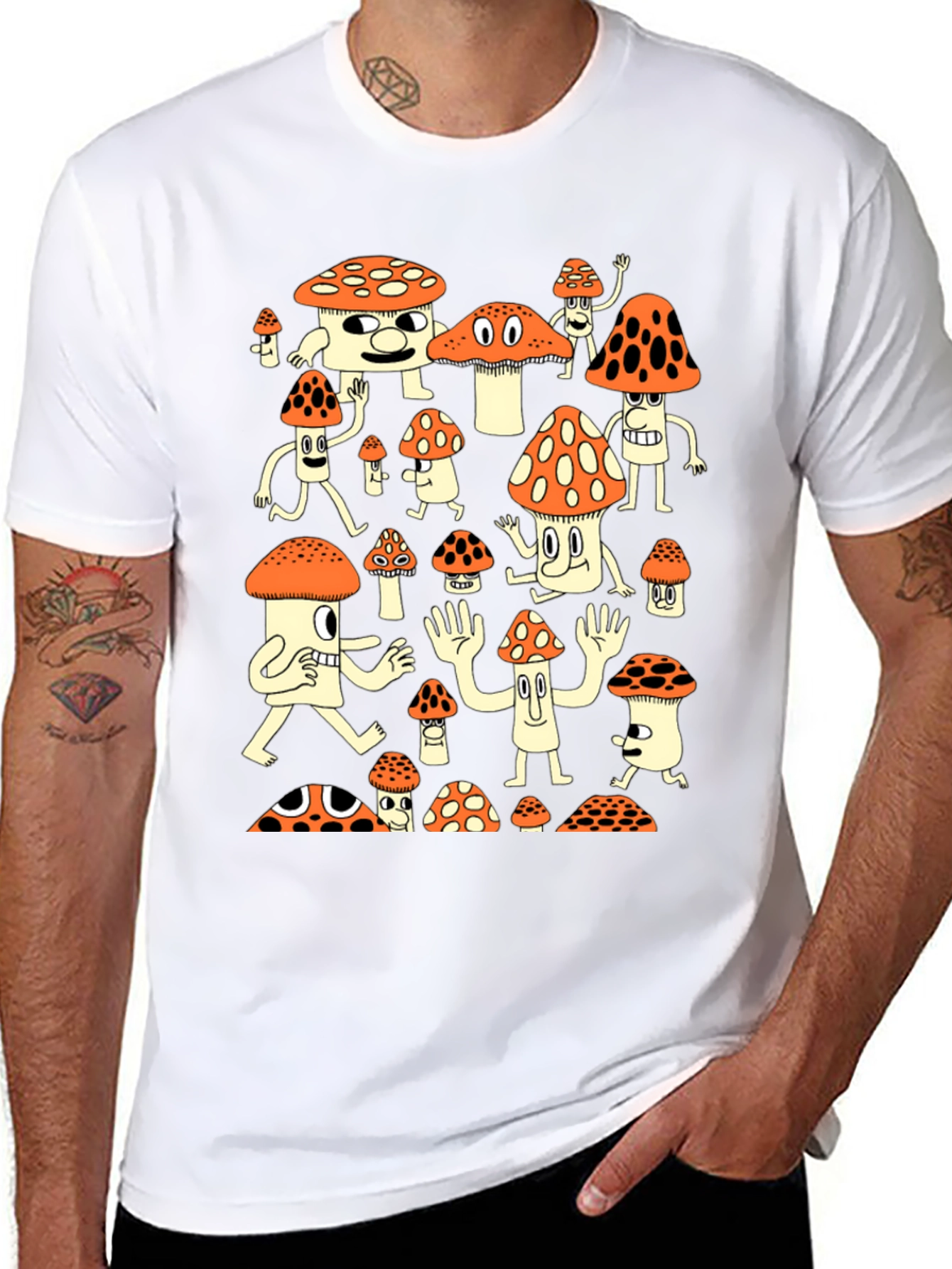 Psychedelic Mushroom Cartoon Graphic Tee
