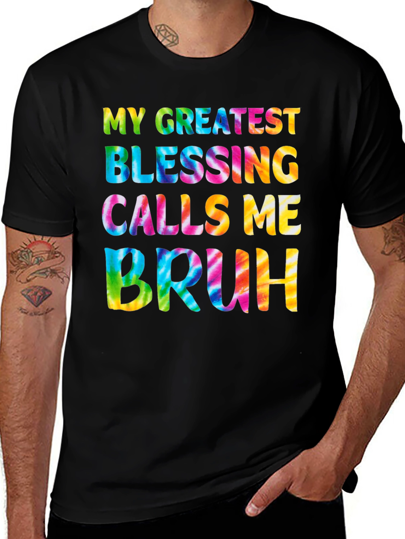My Greatest Blessing Calls Me Bruh Tie Dye T-Shirt
