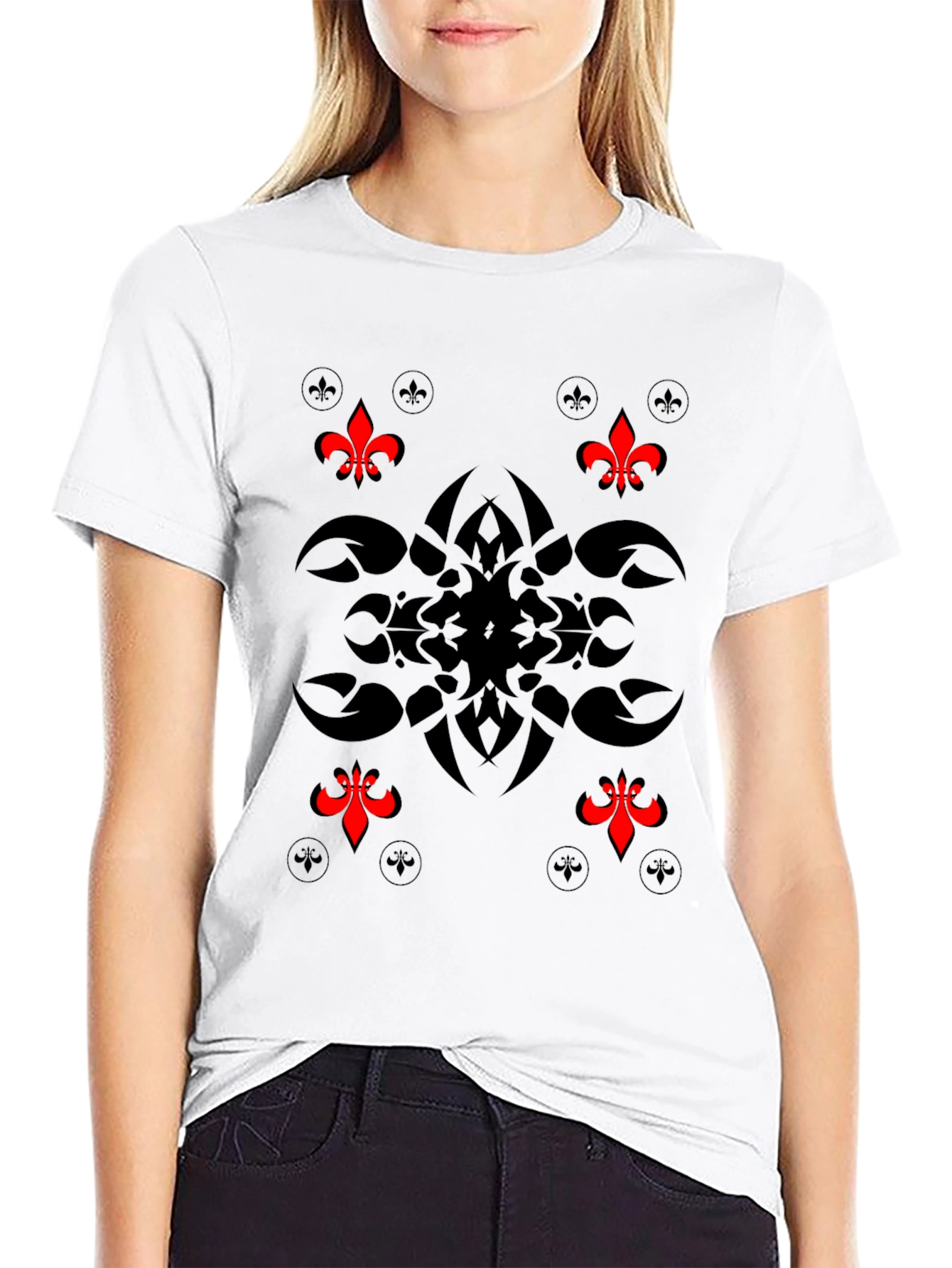 Stylish Black T-Shirt with Fleur-de-Lis Graphic