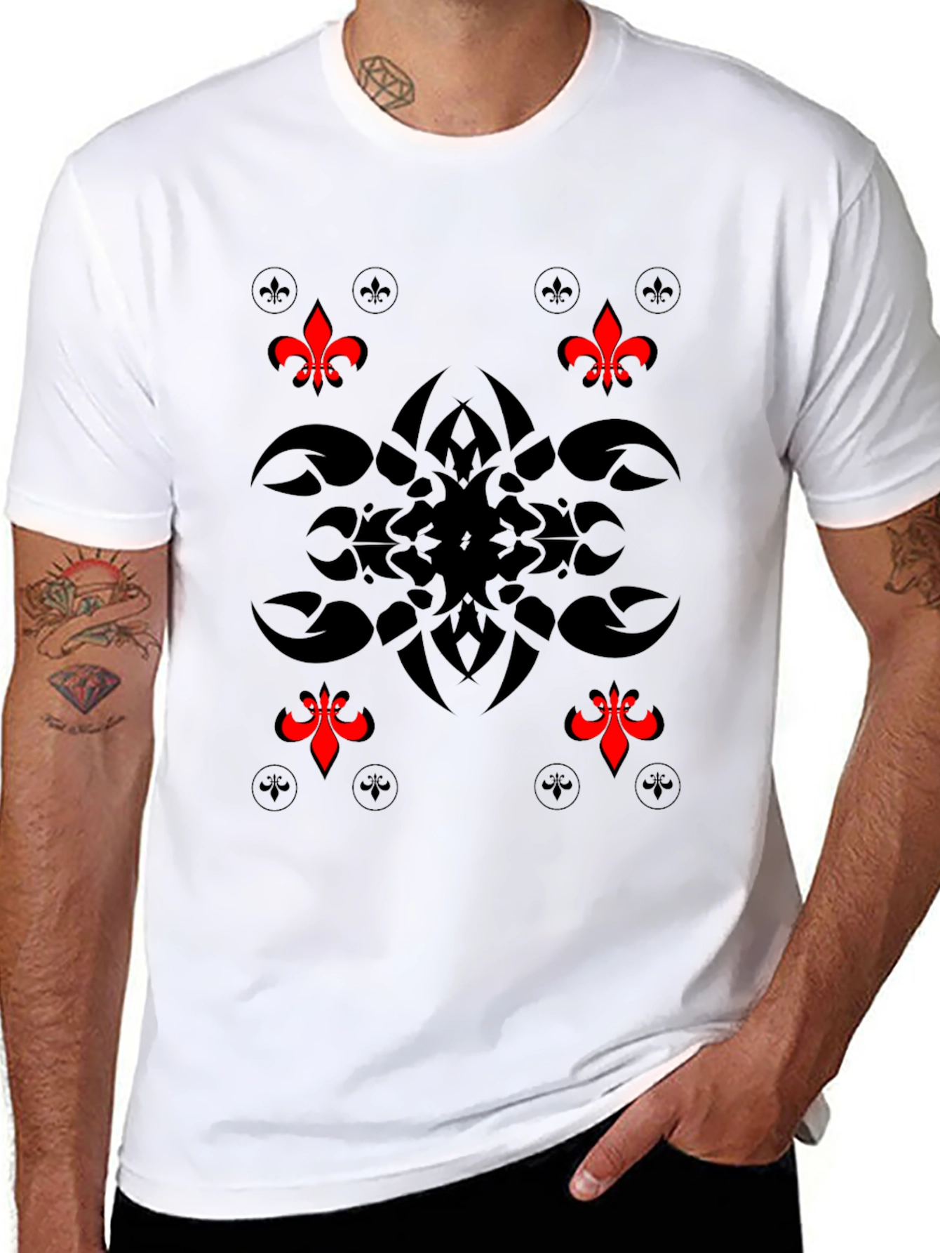 Stylish Black T-Shirt with Fleur-de-Lis Graphic