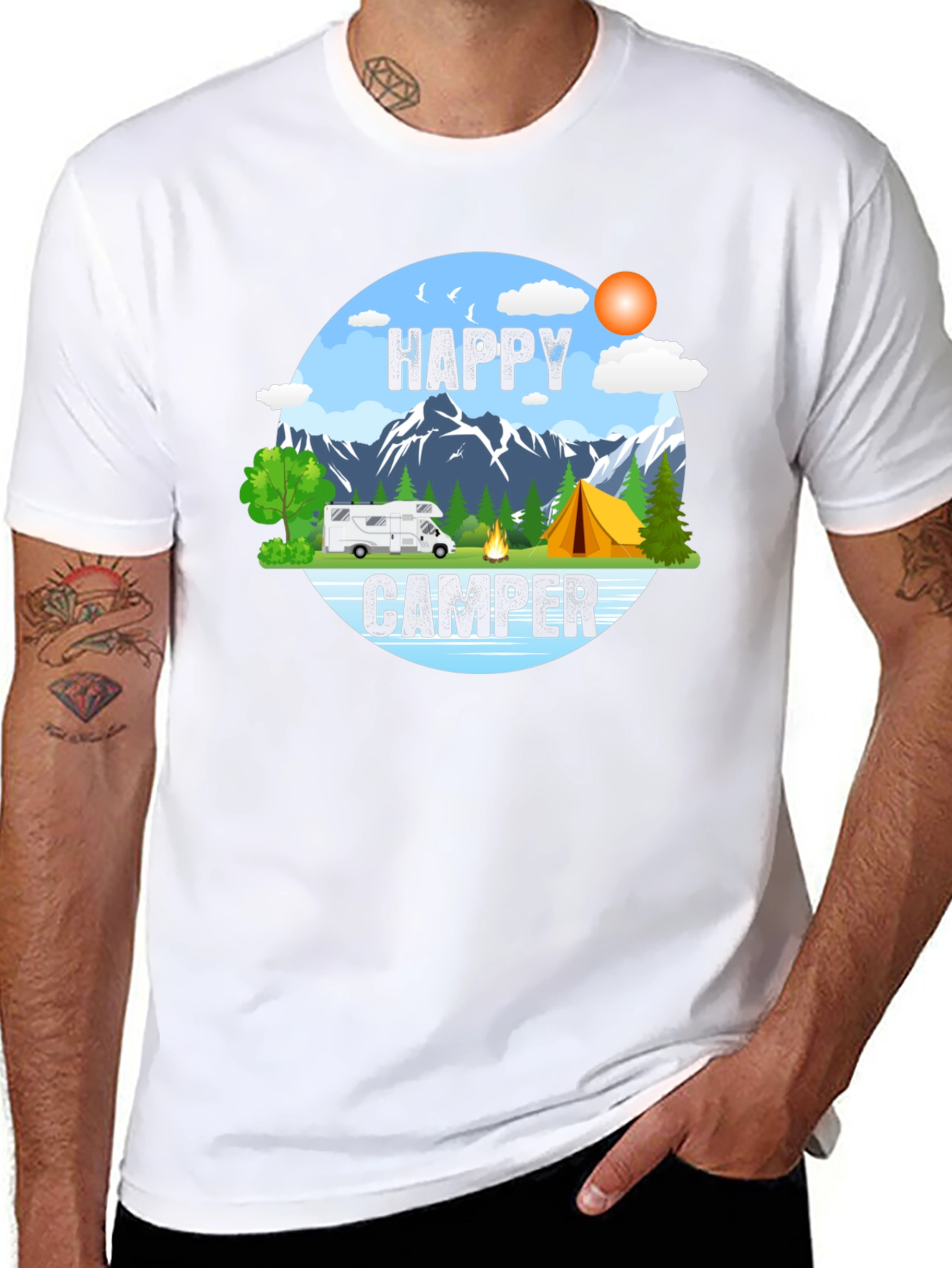 Happy Camper Graphic Tee - Outdoor Adventure Shirt