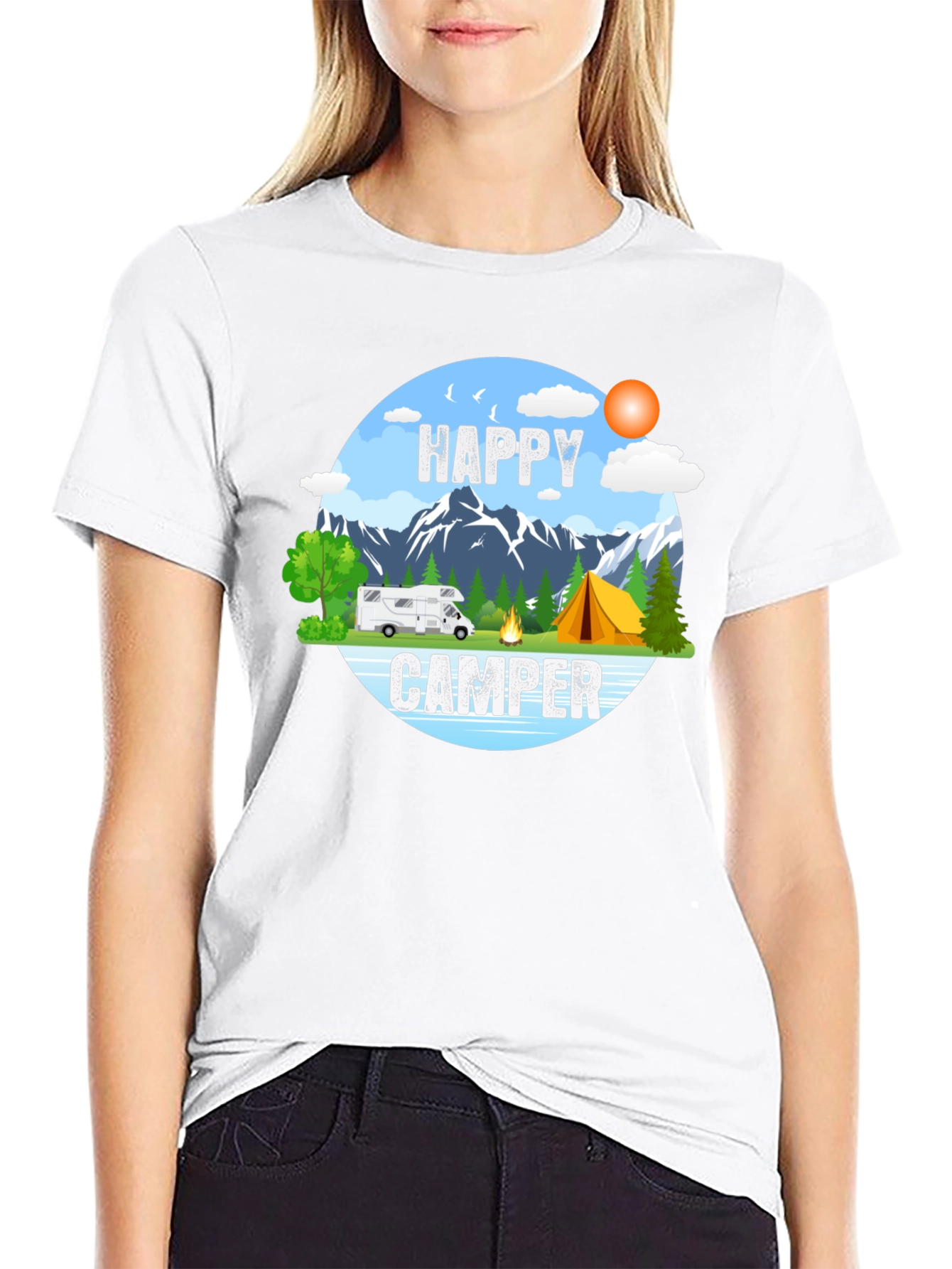 Happy Camper Graphic Tee - Outdoor Adventure Shirt