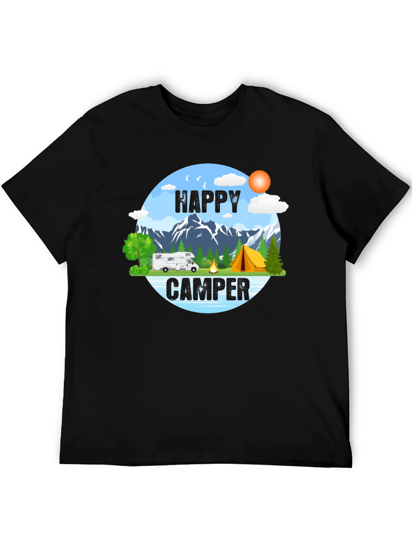Happy Camper Graphic Tee - Outdoor Adventure Shirt