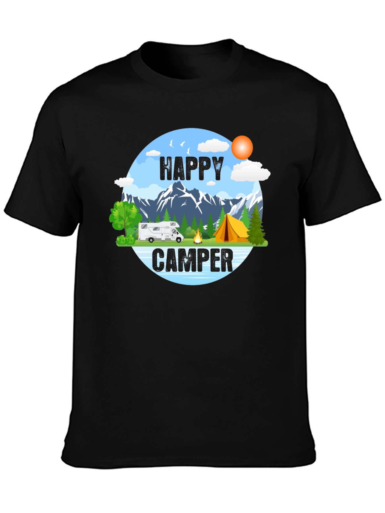 Happy Camper Graphic Tee - Outdoor Adventure Shirt