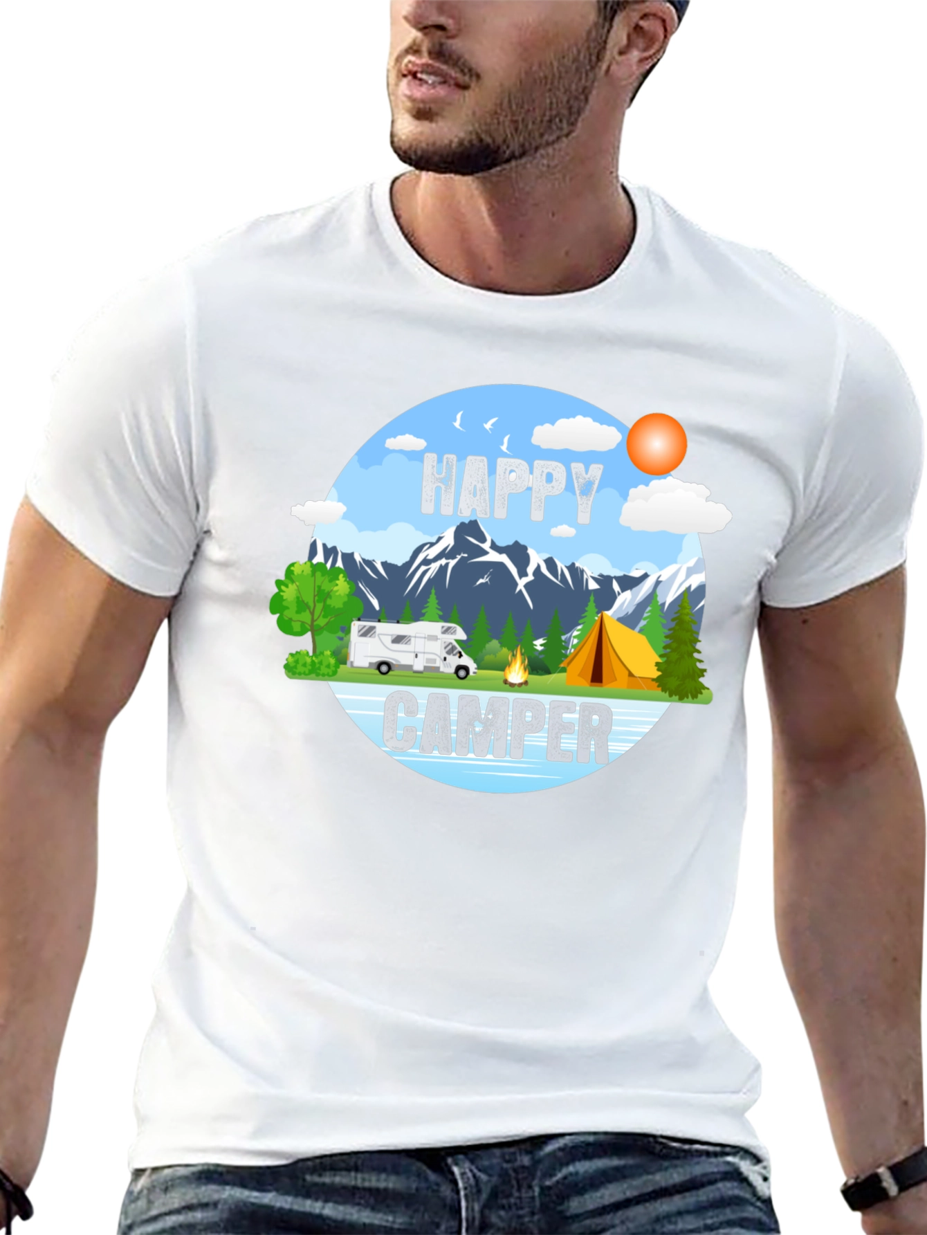 Happy Camper Graphic Tee - Outdoor Adventure Shirt