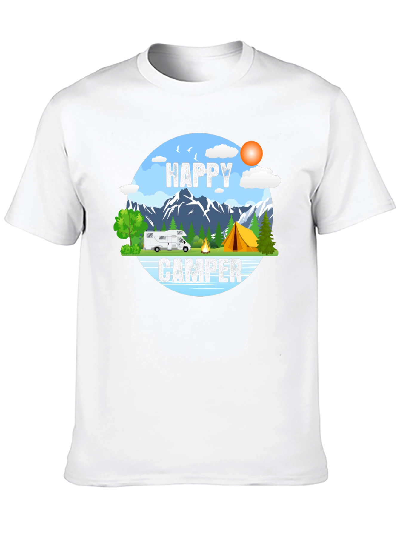 Happy Camper Graphic Tee - Outdoor Adventure Shirt