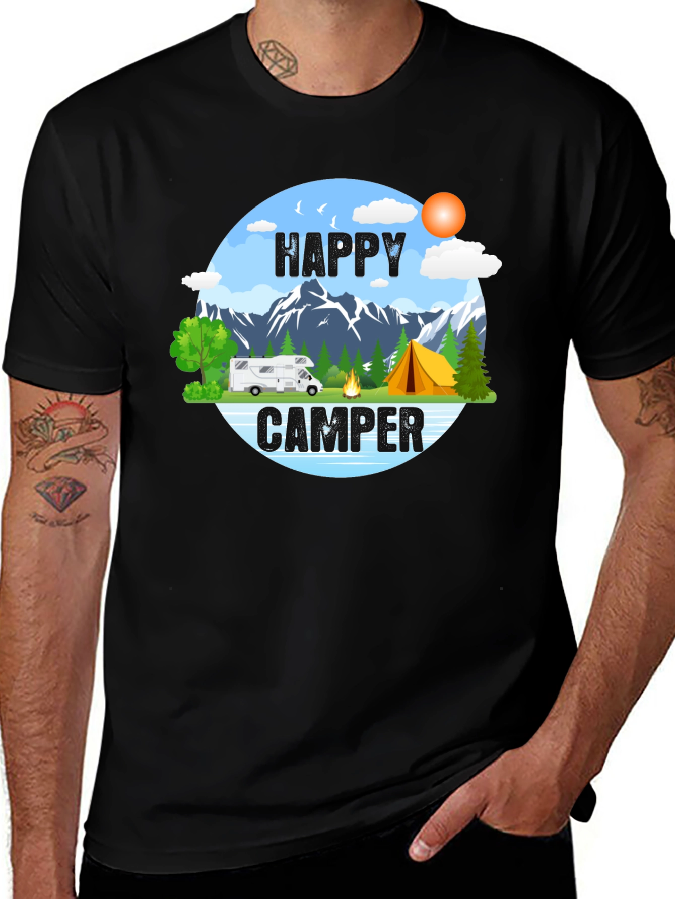Happy Camper Graphic Tee - Outdoor Adventure Shirt