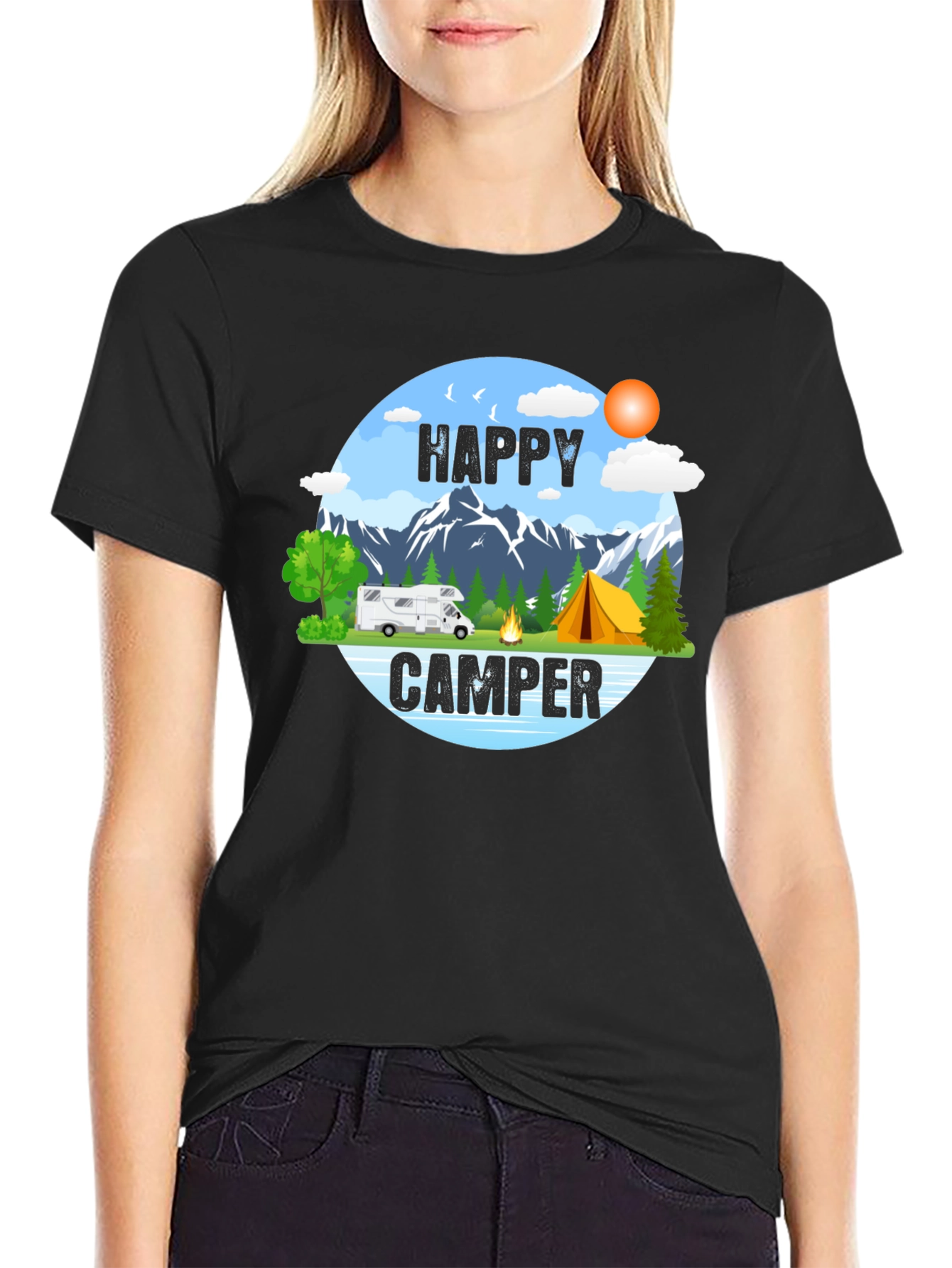 Happy Camper Graphic Tee - Outdoor Adventure Shirt