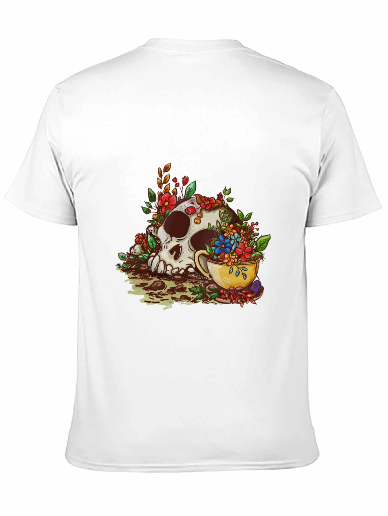 Skull and Tea Cup Graphic Print Mens Tee