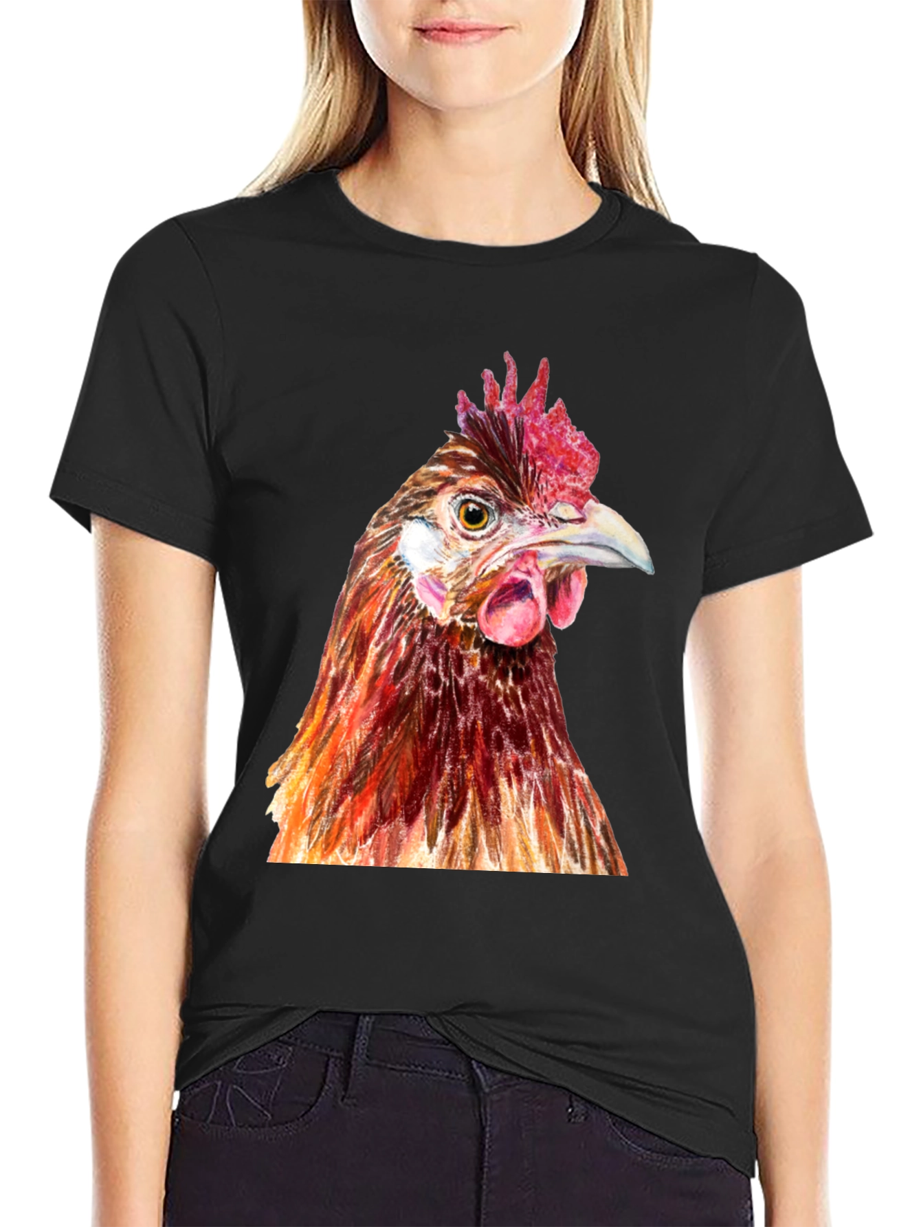 Chicken Graphic Tee - Black Cotton T-Shirt