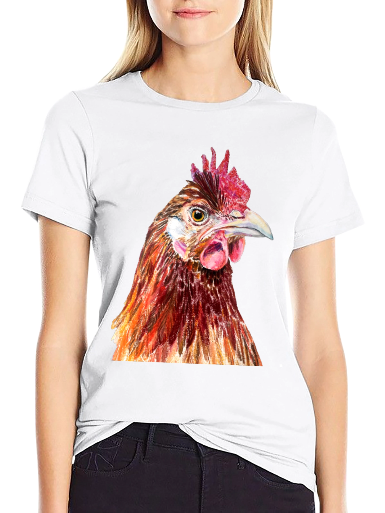 Chicken Graphic Tee - Black Cotton T-Shirt
