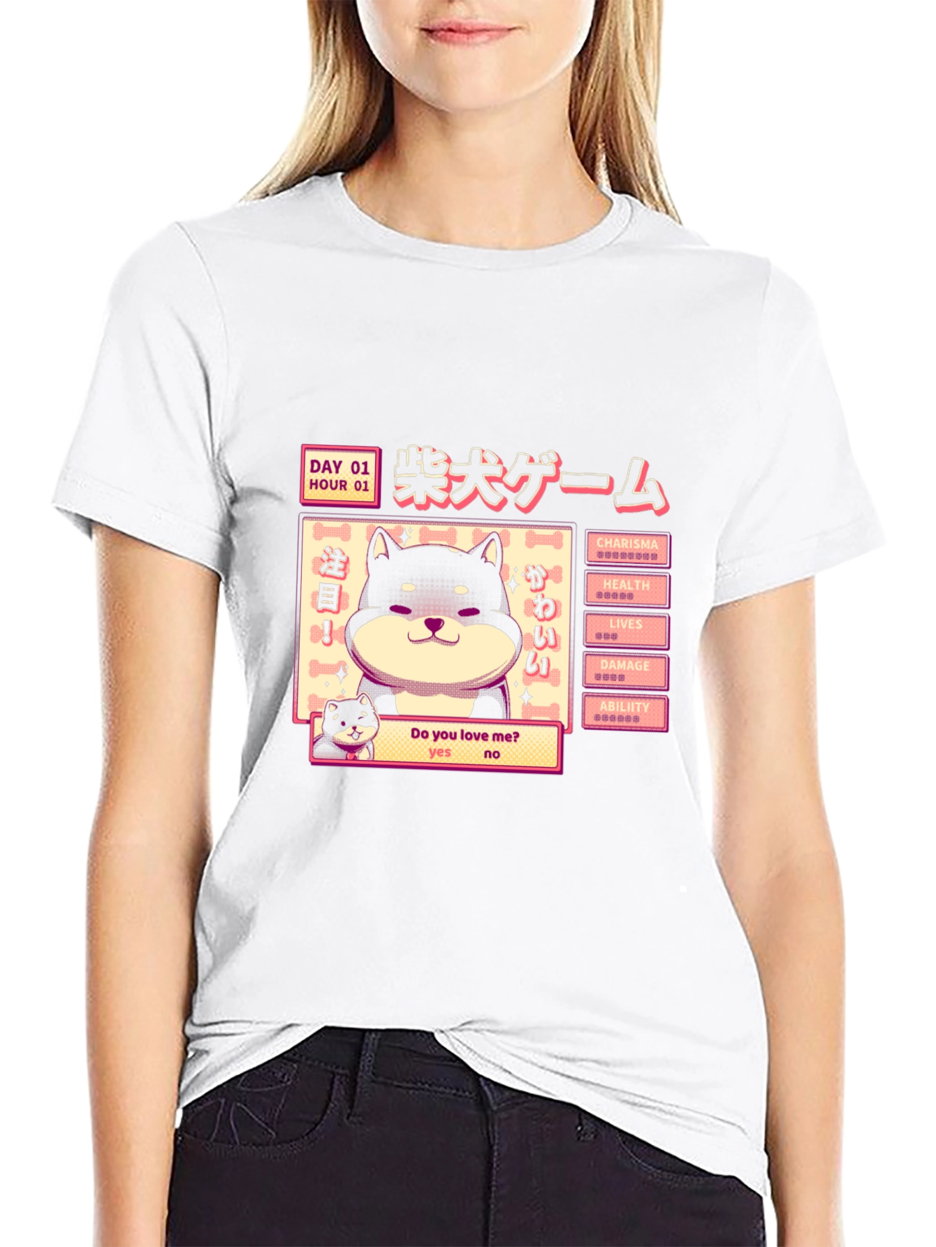 Shiba Inu Game T-Shirt - Black Cotton Tee